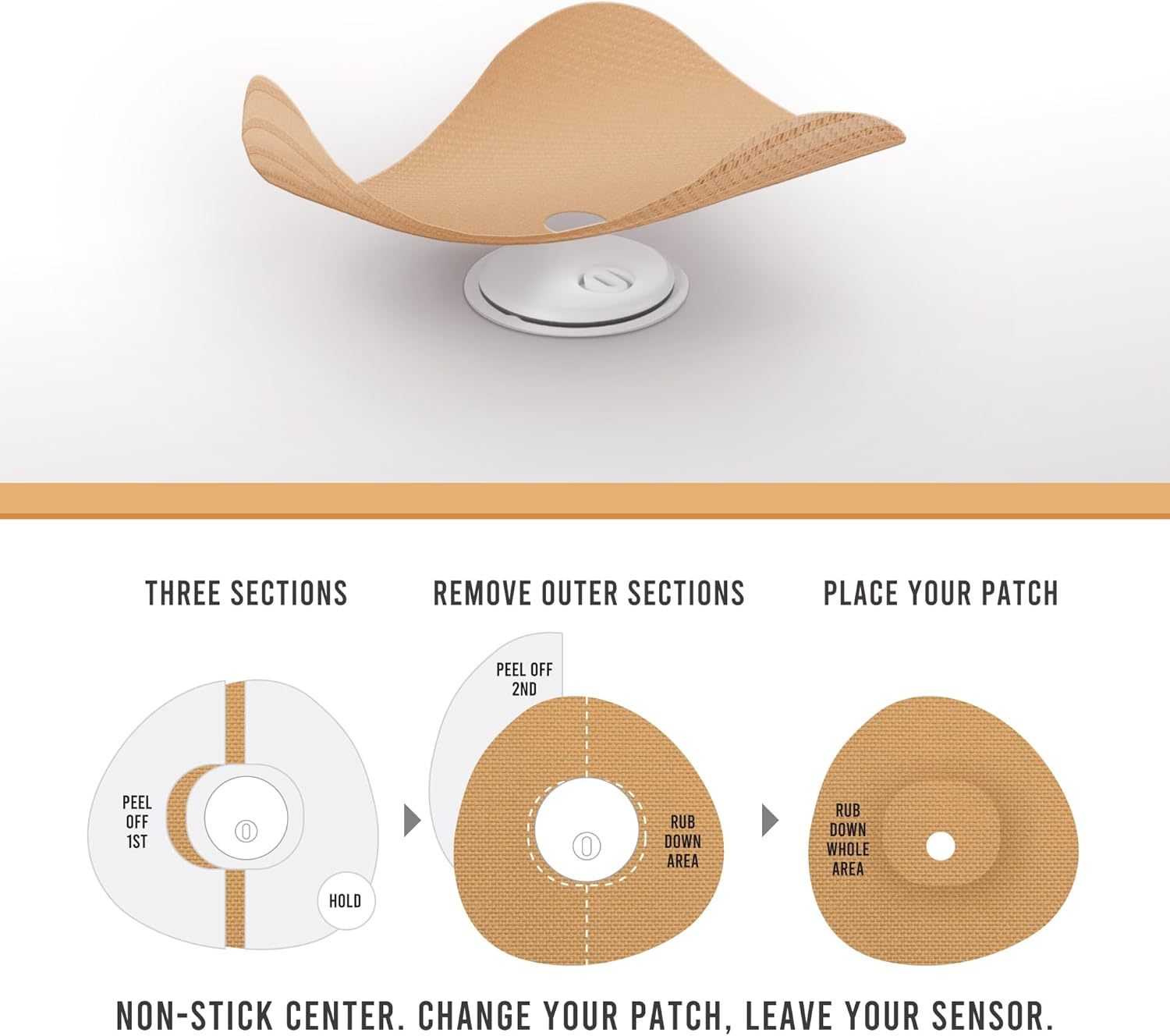 Not Just a Patch Freestyle Libre 3 plus Sensor Covers (20 Pack) &ndash; Breathable, Sweatproof & Secure Hold &ndash; Precision-Cut Hole for Ventilation, Enhanced Adhesion & Gentle Support &ndash; 10-14 Day Wear - Beige - Multicolor image number 2