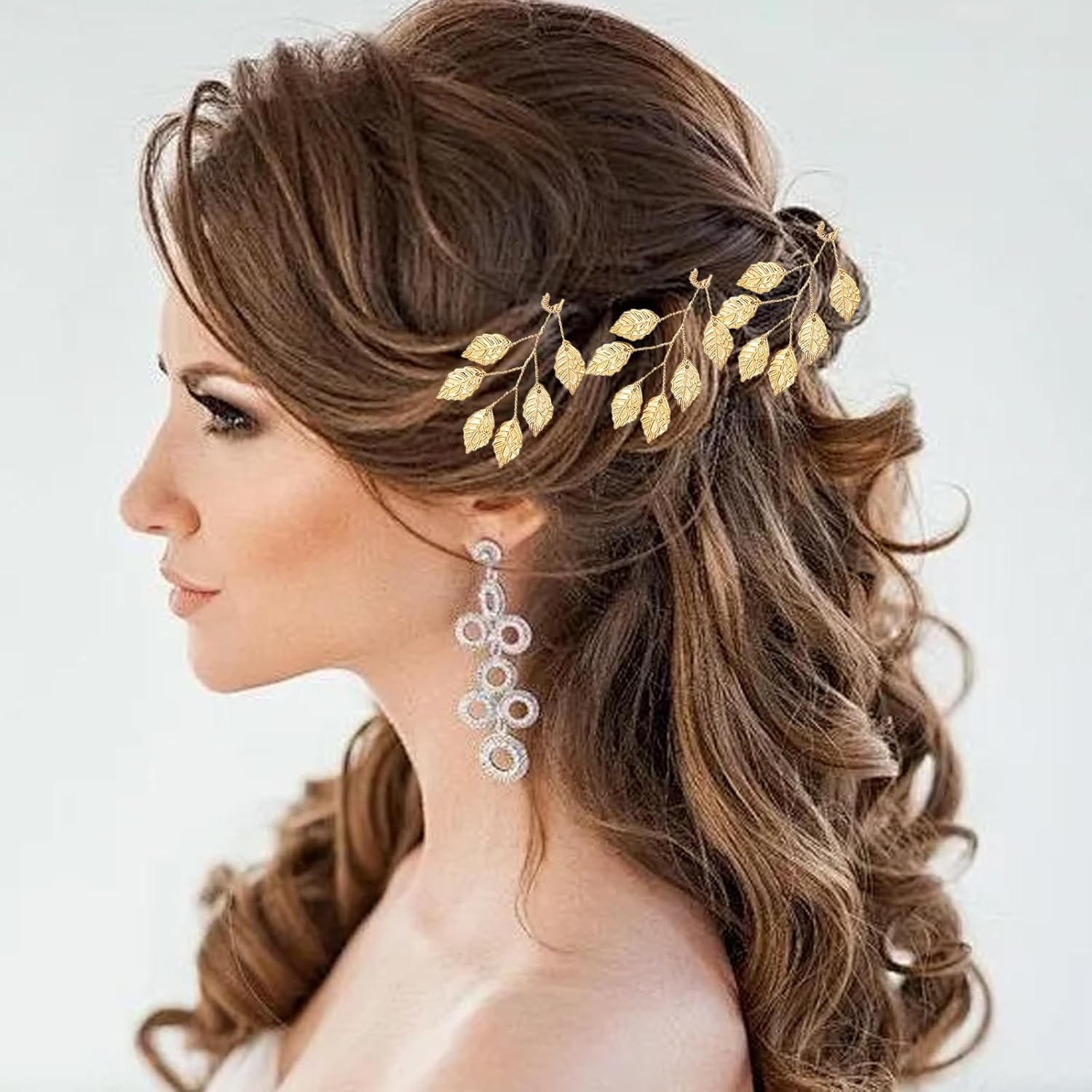 3 Pcs Gold Leaf Hair Pins,U-Shaped Gold Leaf Hair Bun Accessories,Chignon Hairpin for Wedding Bridal Headpiece Decorations image number 6