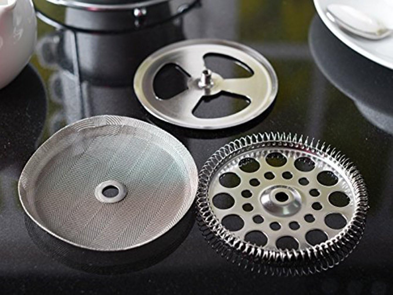 D&A French Coffee Press Replacement Filter - 4.6" Universal 12-Cup (1500Ml) Reusable Stainless Steel Metal Filter Mesh for Bodum French Press Coffee Makers, Espresso & Tea Machines(4 Pack) image number 6