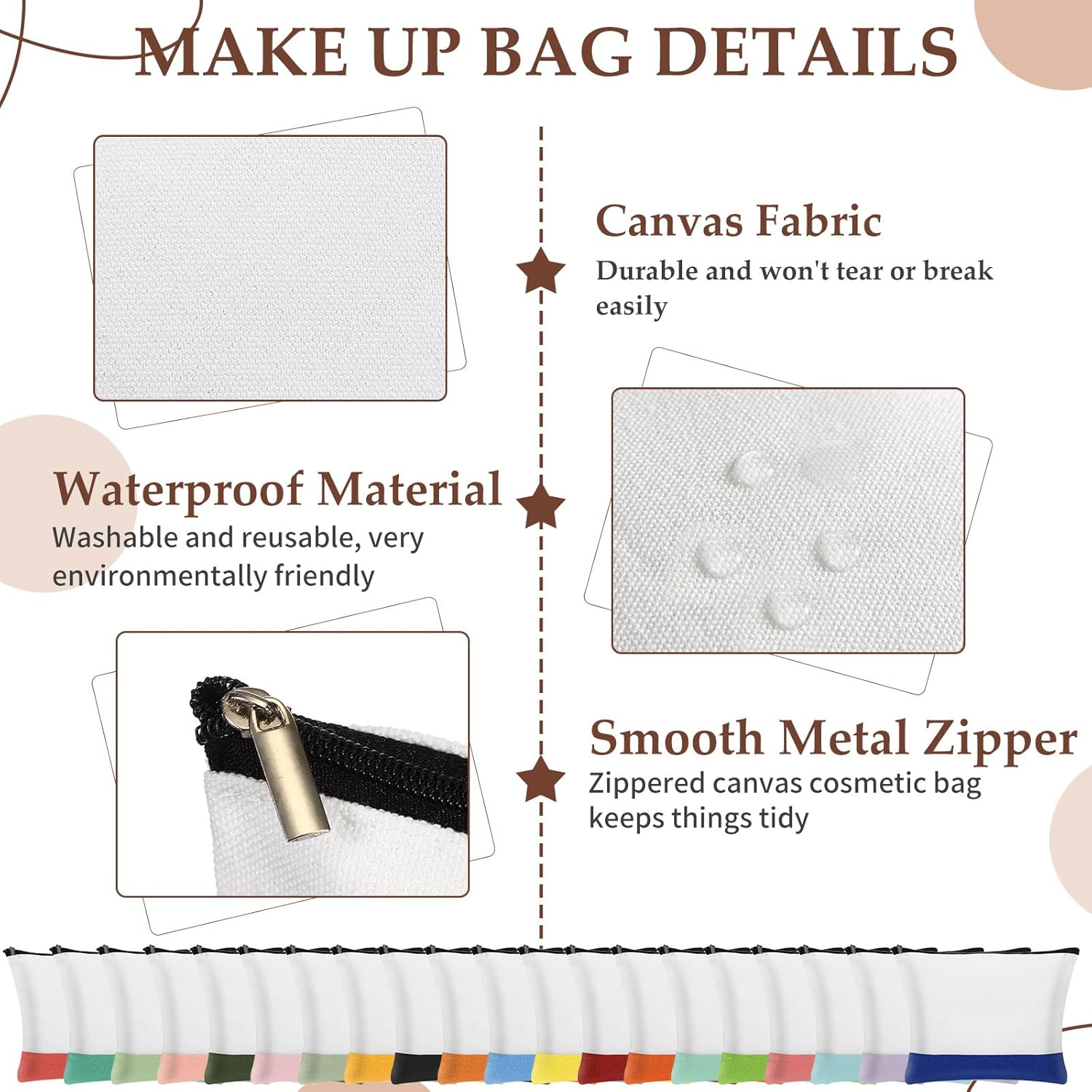 Sanwuta 40 Pcs Large Blank Canvas Tote Bags and Makeup Bags Blank Reusable Grocery Luggage Canvas Tote with Handles (Ultimate Color Bundle) image number 6