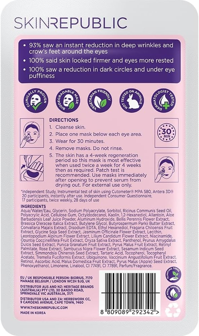 Skin Republic 10 Pack Retinol Hydrogel under Eye Patch (3 Pairs) image number 1