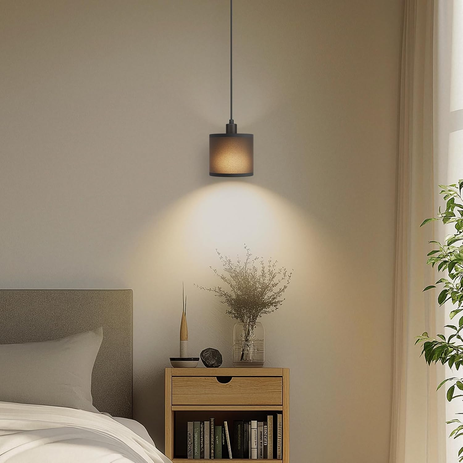 Klighten 2 X E14 Pendant Light, Height Adjustable, Modern Design, Simple Hanging Lamp for Dining Table, Bedroom, Kitchen, 40 W Max, Bulb Not Included, Black image number 2