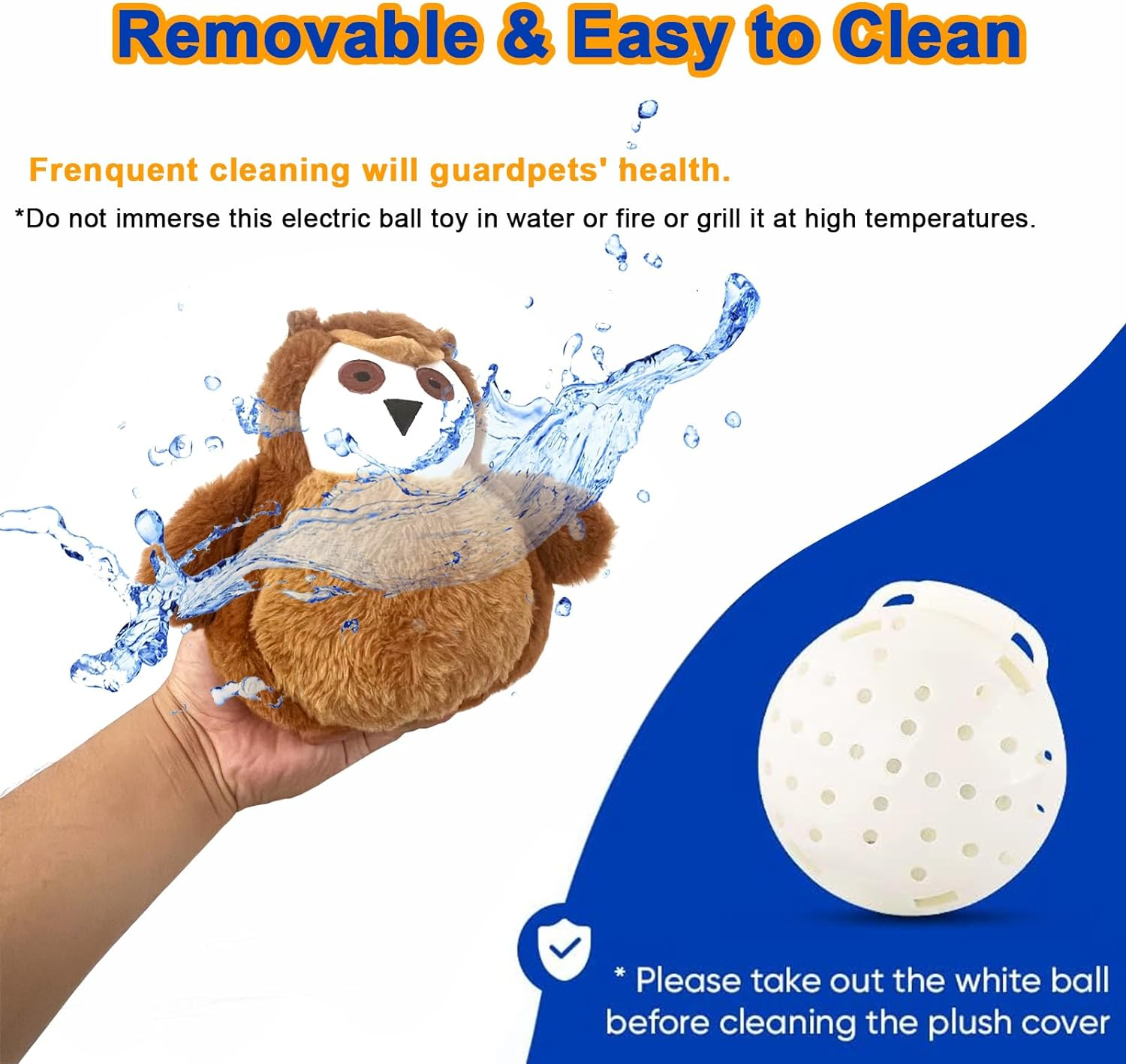 Hcpet Pet Bouncing Ball for Dog Chase Bite and Run, Rechargeable Dog Toy Ball, Sounding Owl Dog Plush Toy, Vibrating and Sounding Plush for Motorized Entertainment Interactive Toy image number 5