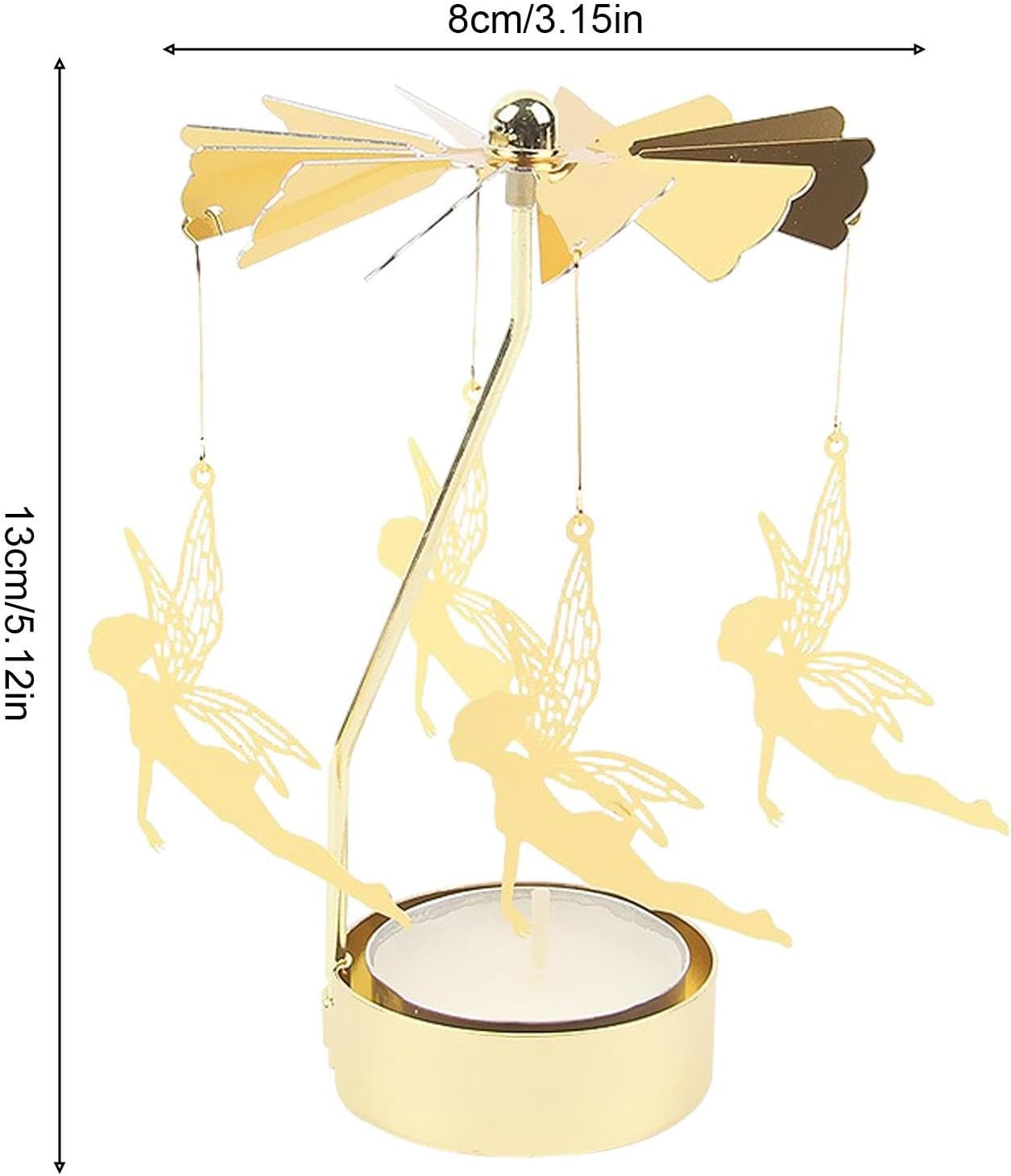 Rotating Christmas Candle Holder &ndash; 5.12 Inch Metal Decoration | Rotating Candle Holder, Gold-Colored Ornament for Christmas, Valentine&rsquo;S Day, Party Table Decoration, Living Room, Festive Events image number 5