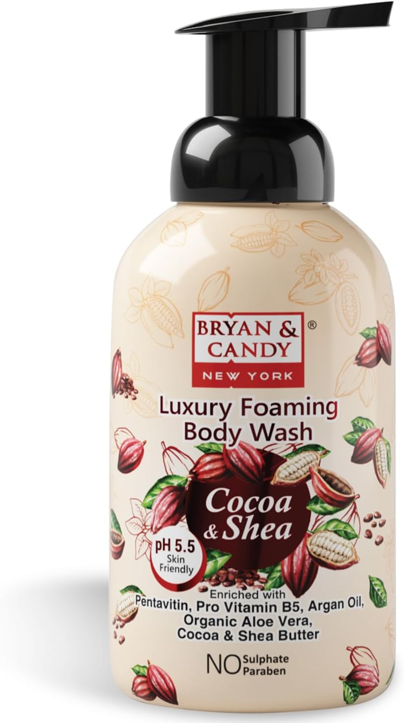 Bryan & Candy Cocoa Shea Luxury Foaming Body Wash with Pentavitin, Pro Vit B5, Argan Oil, Aloe Vera, Cocoa Shea Butter, Skin Friendly Ph 5.5, All Skin Types, 400 Ml image number 2