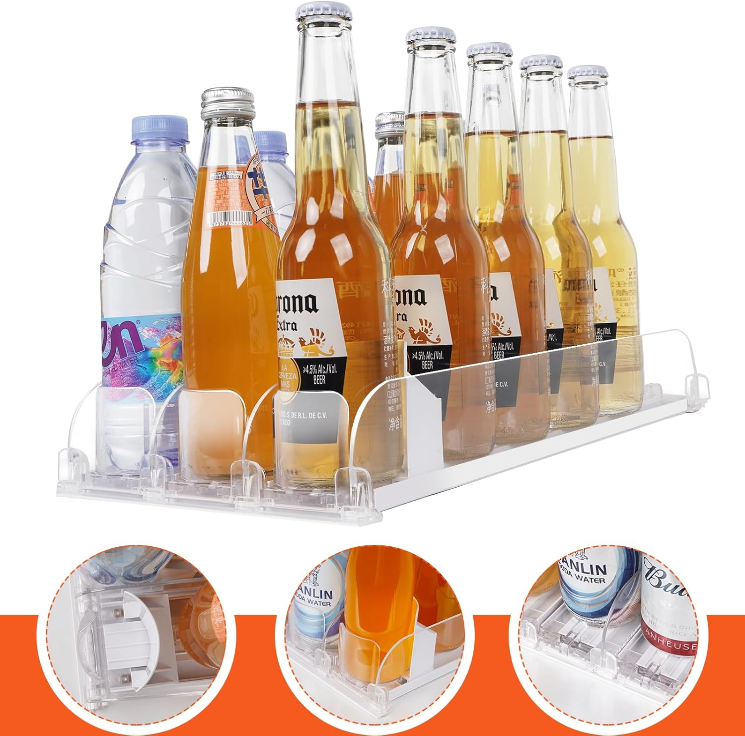 SWOURT Fridge Organiser Can for Fridge Organiser, 3/4/5 Rows Drinks Drink Organisation Automatic for Refrigerators, Suitable for Kitchen, Storage Room (4 Rows) image number 3