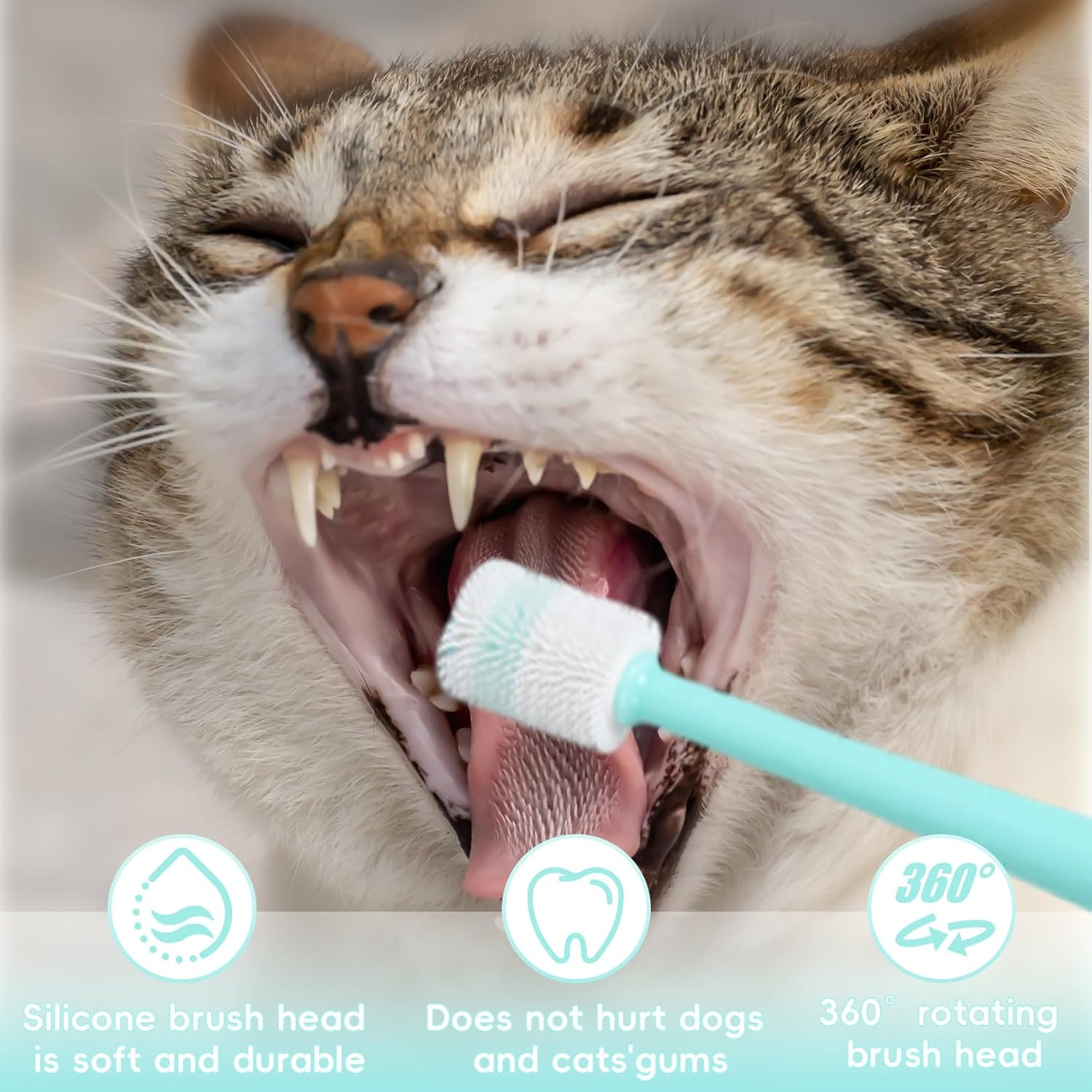 Pack of 3 Dog Toothbrushes, 360 Degree Cat Toothbrush, Soft, Long Handle Cat Toothbrush for Cats, Reusable Dog Toothbrush for Small Dogs, Pets Silicone Toothbrush, for Dogs, Cats Dental Care image number 2