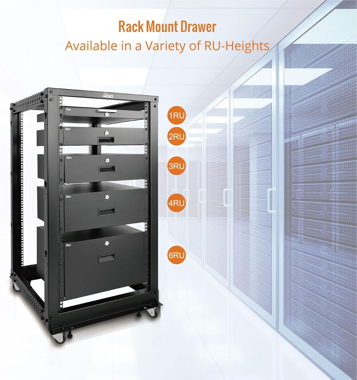 Tecmojo 2RU Rack Drawer, Sliding and Lockable Rack Mount Drawer for 19 Inches Network Equipment/Server/Av Rack or Cabinets Enclosure, Load-Bearing 10Kg, with Cable Management Holes, Black