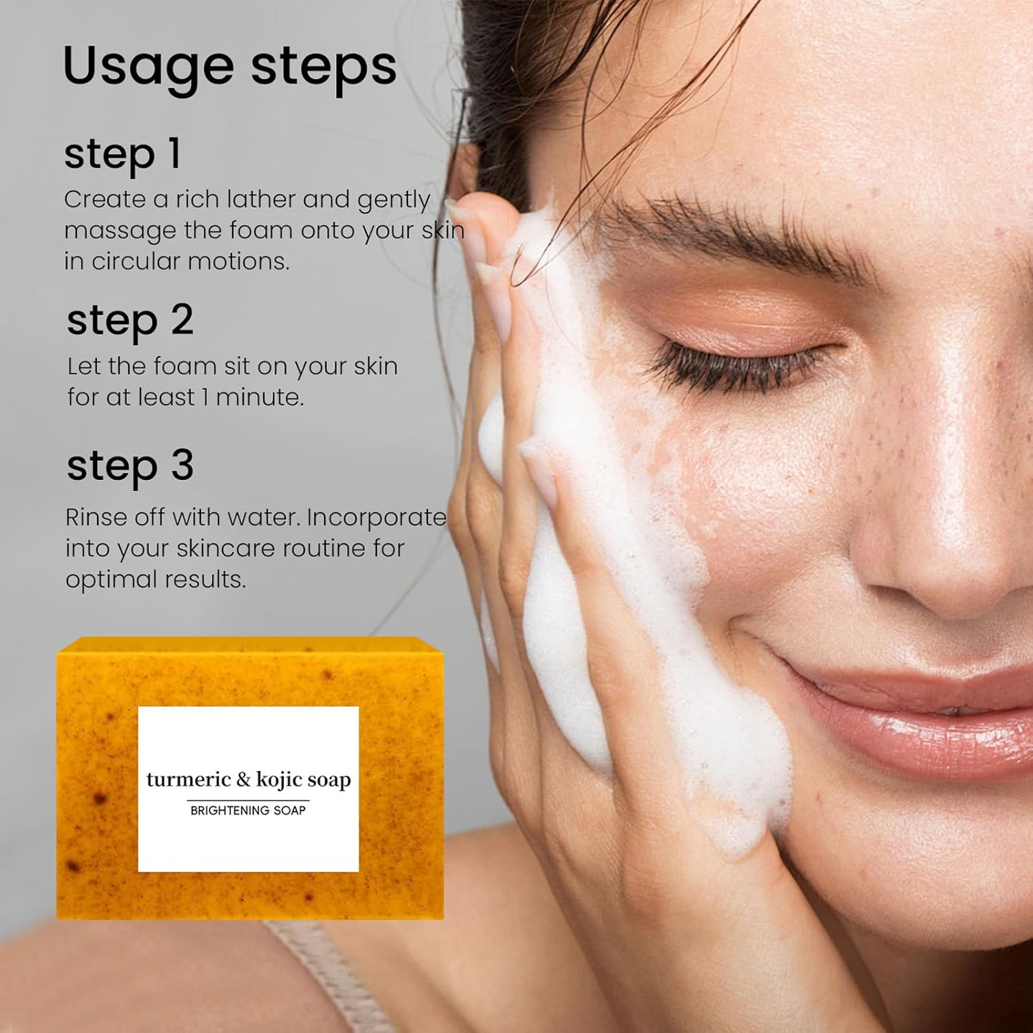 Turmeric Kojic Acid Cleansing Soap, Turmeric Soap Bar for Face and Body (2 Pcs) image number 6