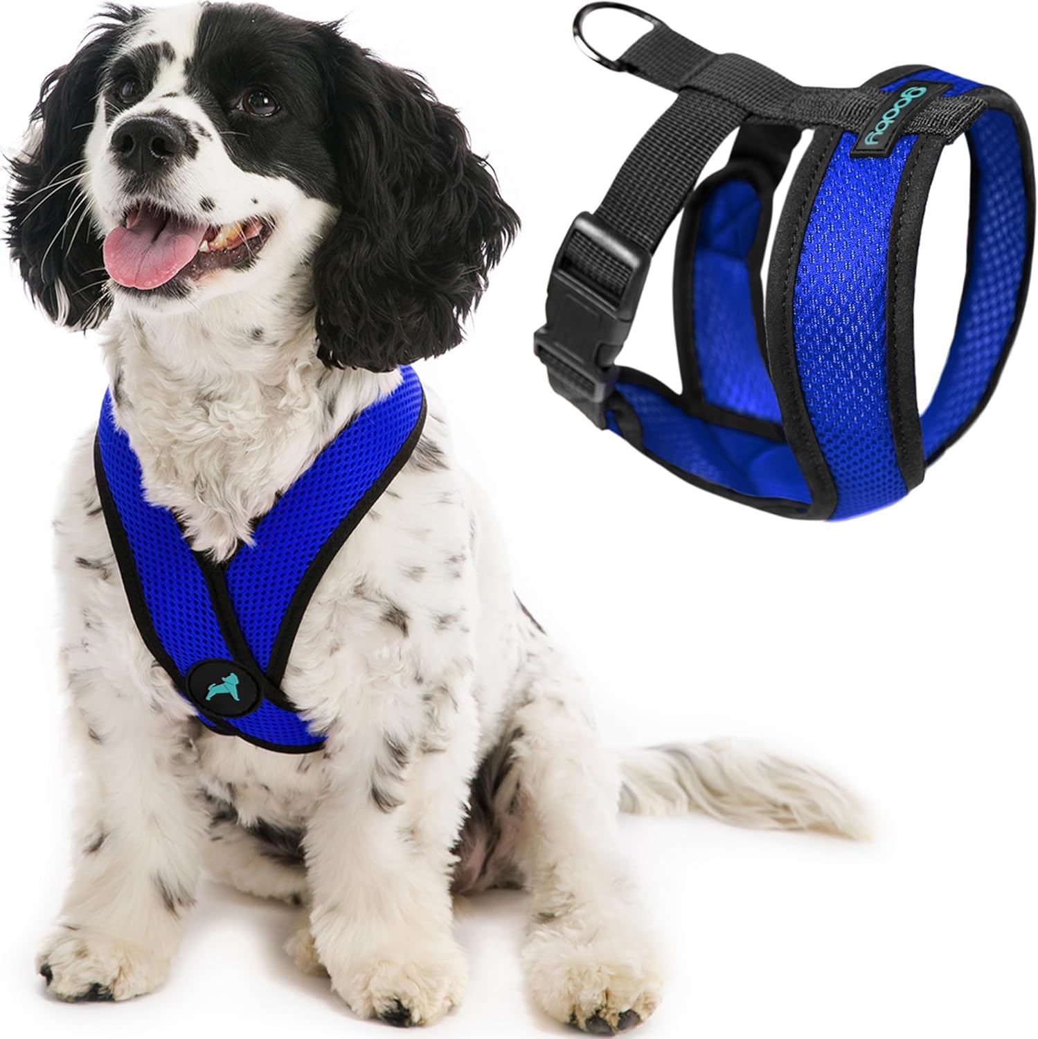 Gooby - Comfort X Head-In Harness, Choke Free Small Dog Harness with Micro Suede Trimming and Patented X Frame, Blue, Medium image number 5