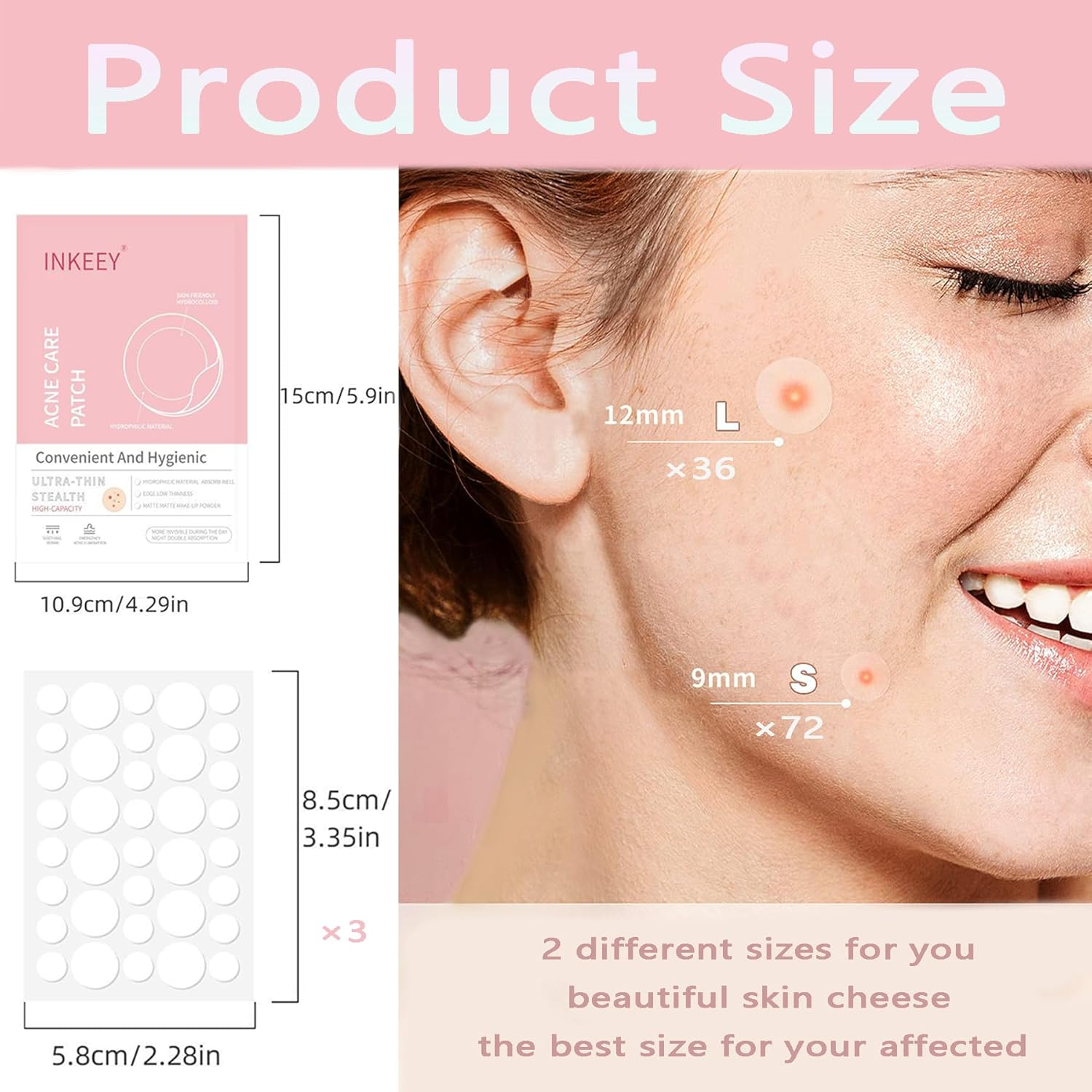 Wakouter Pimple Patches, Miracle Invisible Spot Cover, Hydrocolloid Acne for Face and Zits Absorbing Patch, for Covering Zits and Blemishes, Spot Stickers for Facial Sticker, 2 Sizes (108Count) image number 1