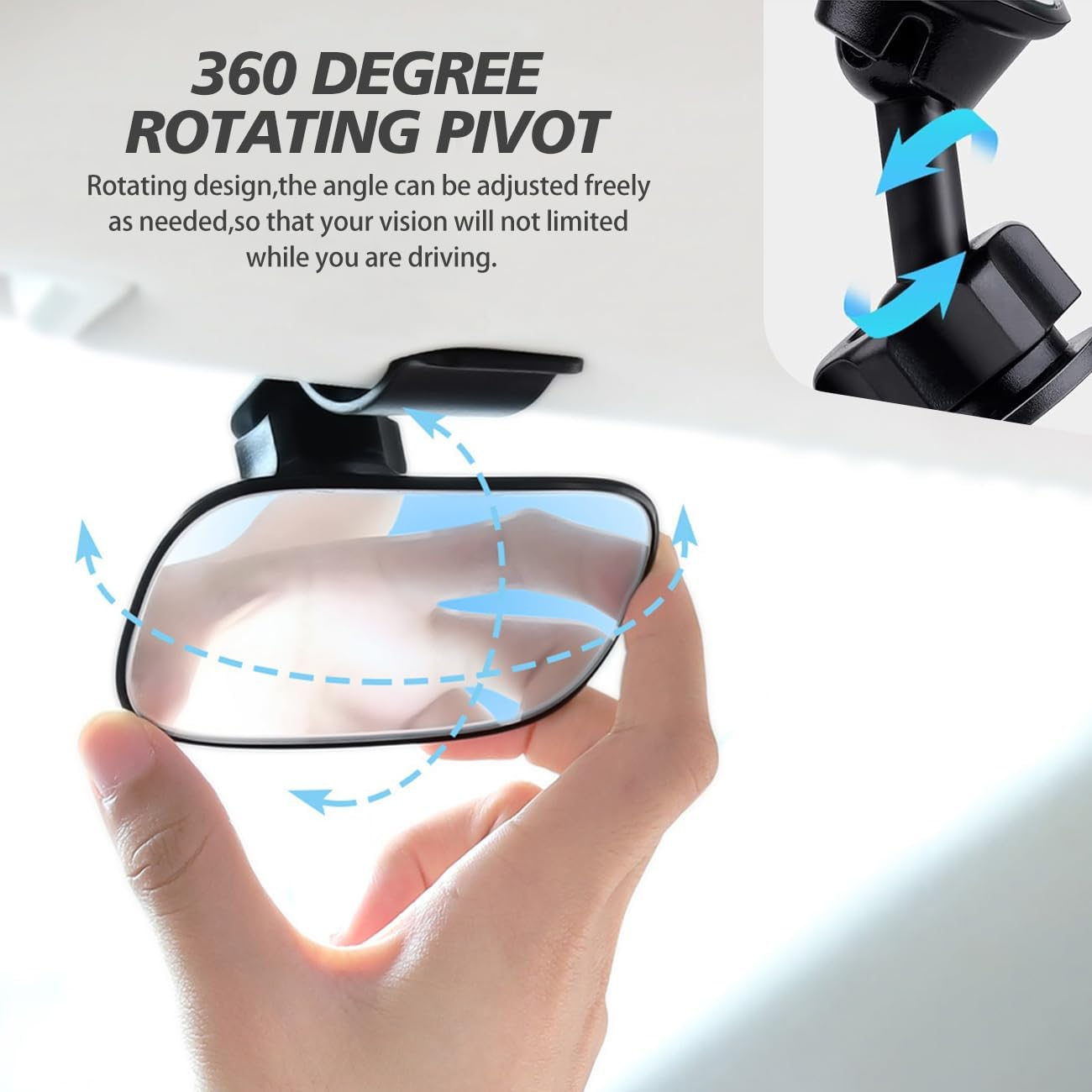 Baby Car Mirror,With Clip Back Seat Mirror to See Baby,360&deg; Adjustable Convex Mirror for Infant Backseat,Automotive Interior Rearview for Viewing Rear Baby,360&deg; Rotation,Spring Clamp,Shatterproof image number 4