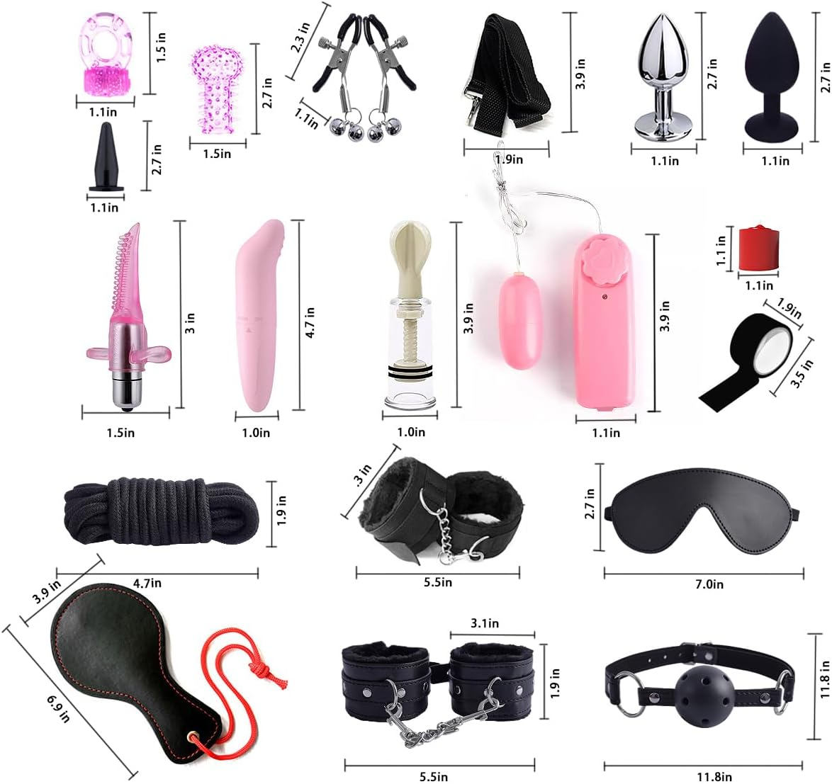 35 Pcs Sex BDSM Kit Sex Toy Bondage for Adult Couples Leather Restraint Kits with Sex Dice Ball Gag Blindfold for Women Men（Black） image number 6
