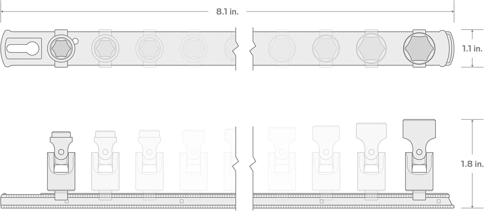 TEKTON 1/4 Inch Drive Universal Joint Socket Set, 7-Piece (1/4-9/16 In.) | SHD90109 image number 5