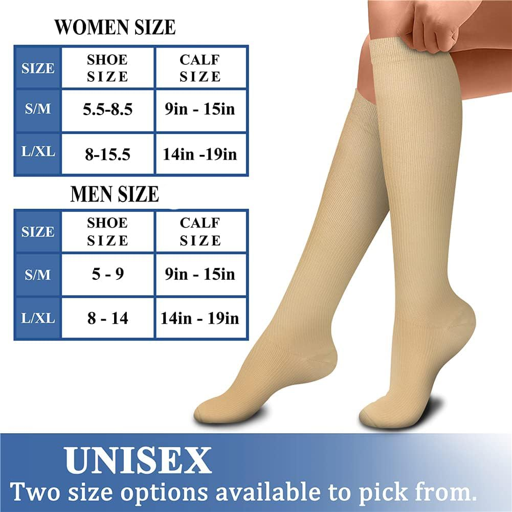Premium Compression Socks (3 Pairs) 15-20 Mmhg | Optimal Support for Women & Men in Athletic Activities: Running, Cycling, Skin Color（L/Xl） image number 2