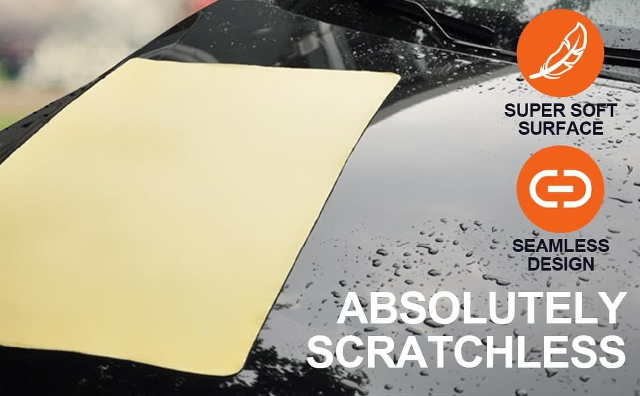 Car Drying Towel,Premium Chamois Drying Cloth Shammy Towel for Car,2Pcs (26&rdquo;X17&rdquo;) Super Absorbent Reusable Chamois Towel for Car (Blue+Yellow) image number 2