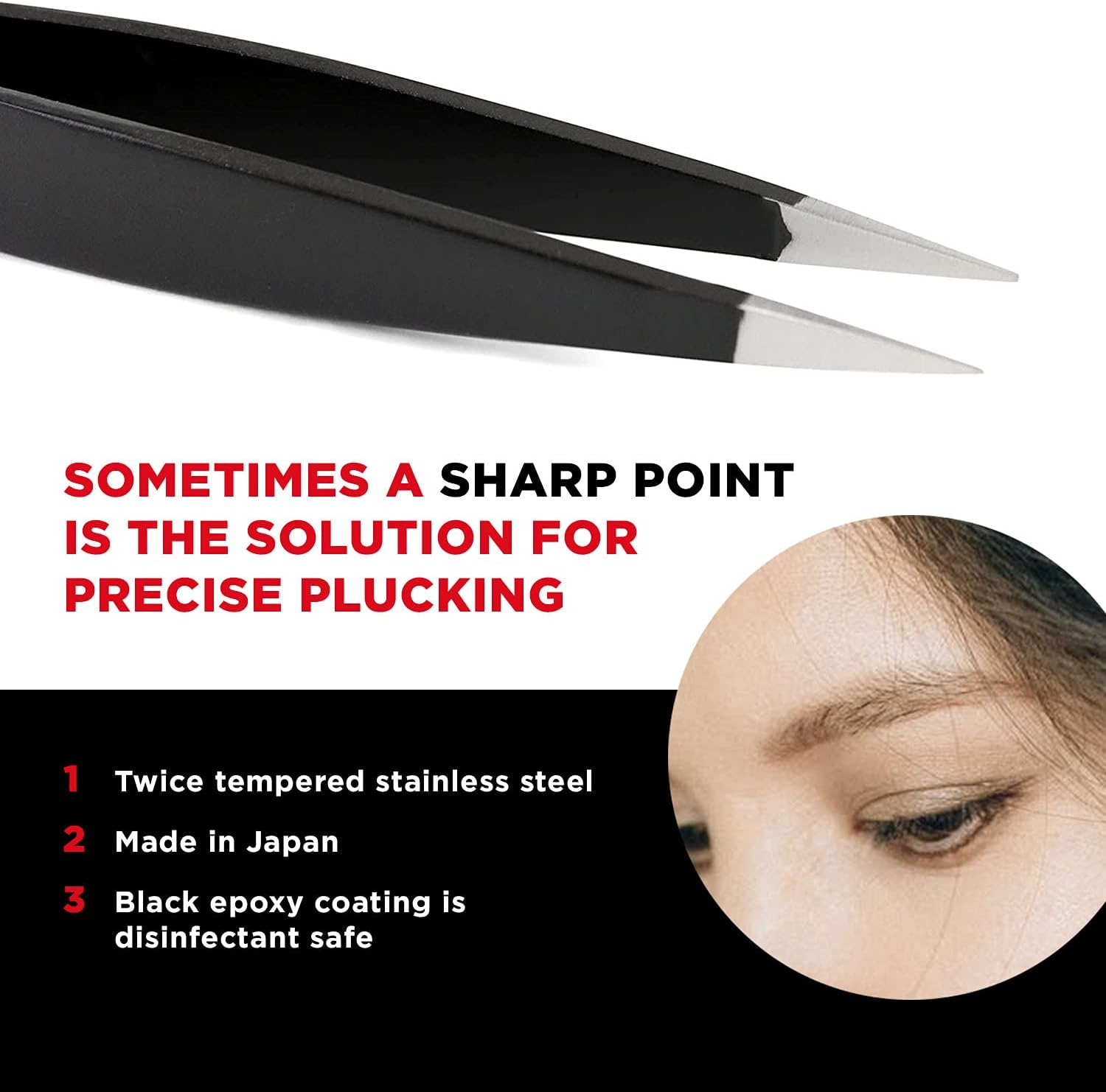 Seki Edge Black Stainless Steel Point Tweezer (SS-501)