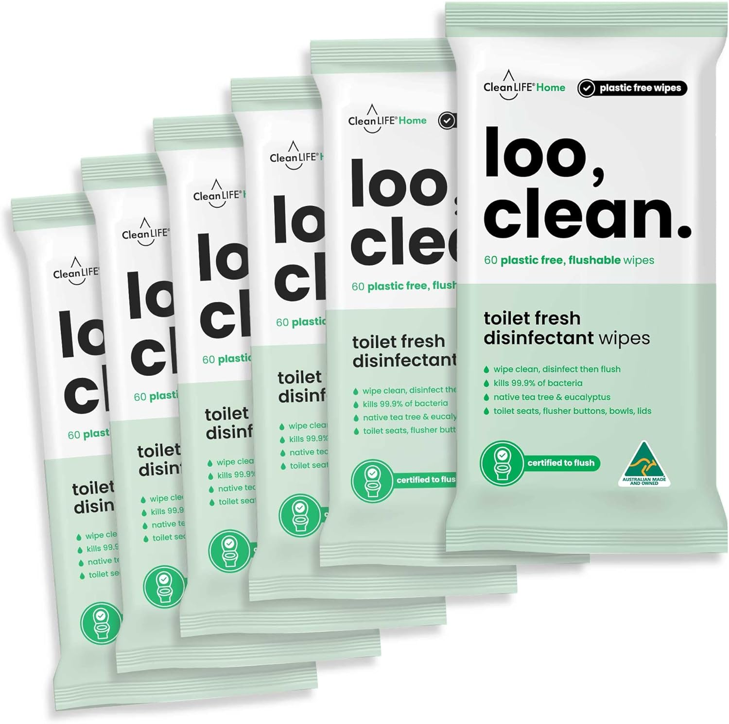 Cleanlife Flushable Toilet Wipes - Biodegradable Bathroom Cleaning Sheets, Travel Disinfectant Surface with Tea Tree & Eucalyptus for Seat, Bowl & Public Loo Hygiene, 15 Wipes image number 3