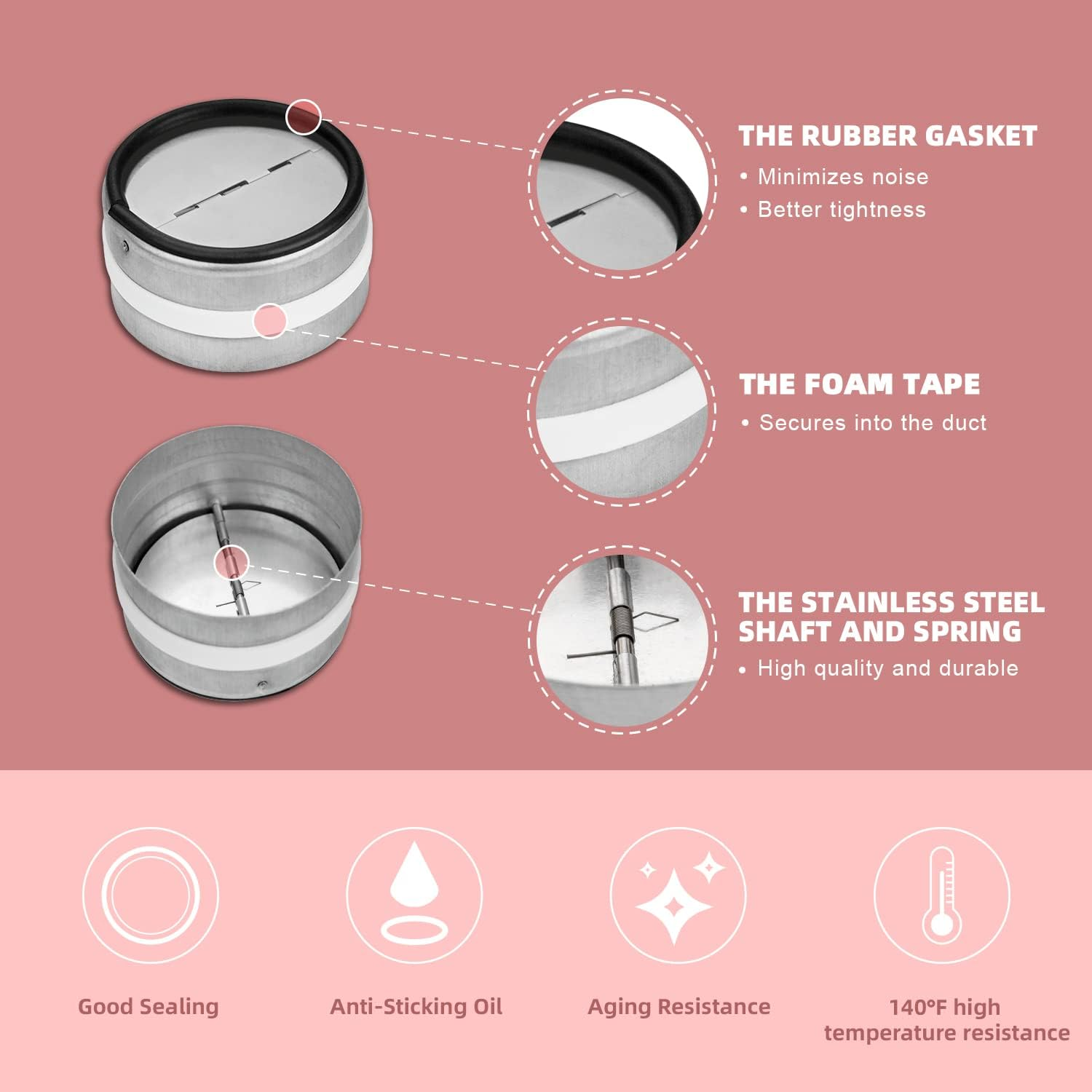 Wecooper 150Mm - 6 Inch Connector with Backdraught Shutter, Non-Return Damper Flap to Connect Duct Pipe or Flexible Hose Pipe image number 4