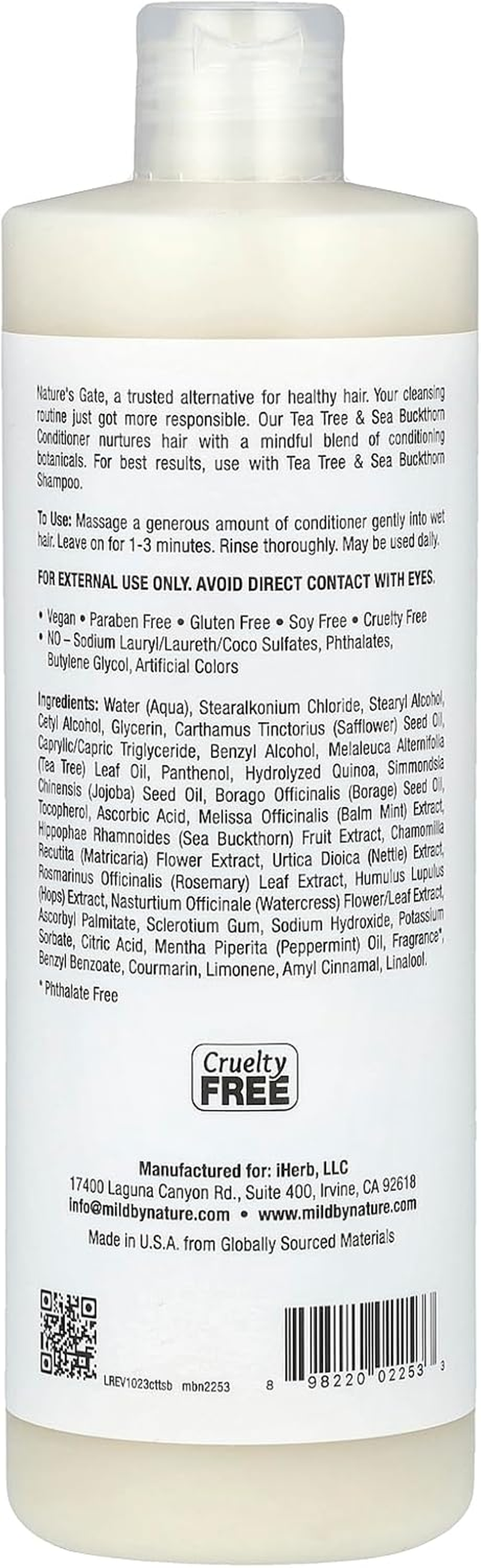 Mild by Nature (Nature'S Gate), Tea Tree & Sea Buckthorn Conditioner for Oily Hair, 16 Fl Oz (473 Ml) image number 3