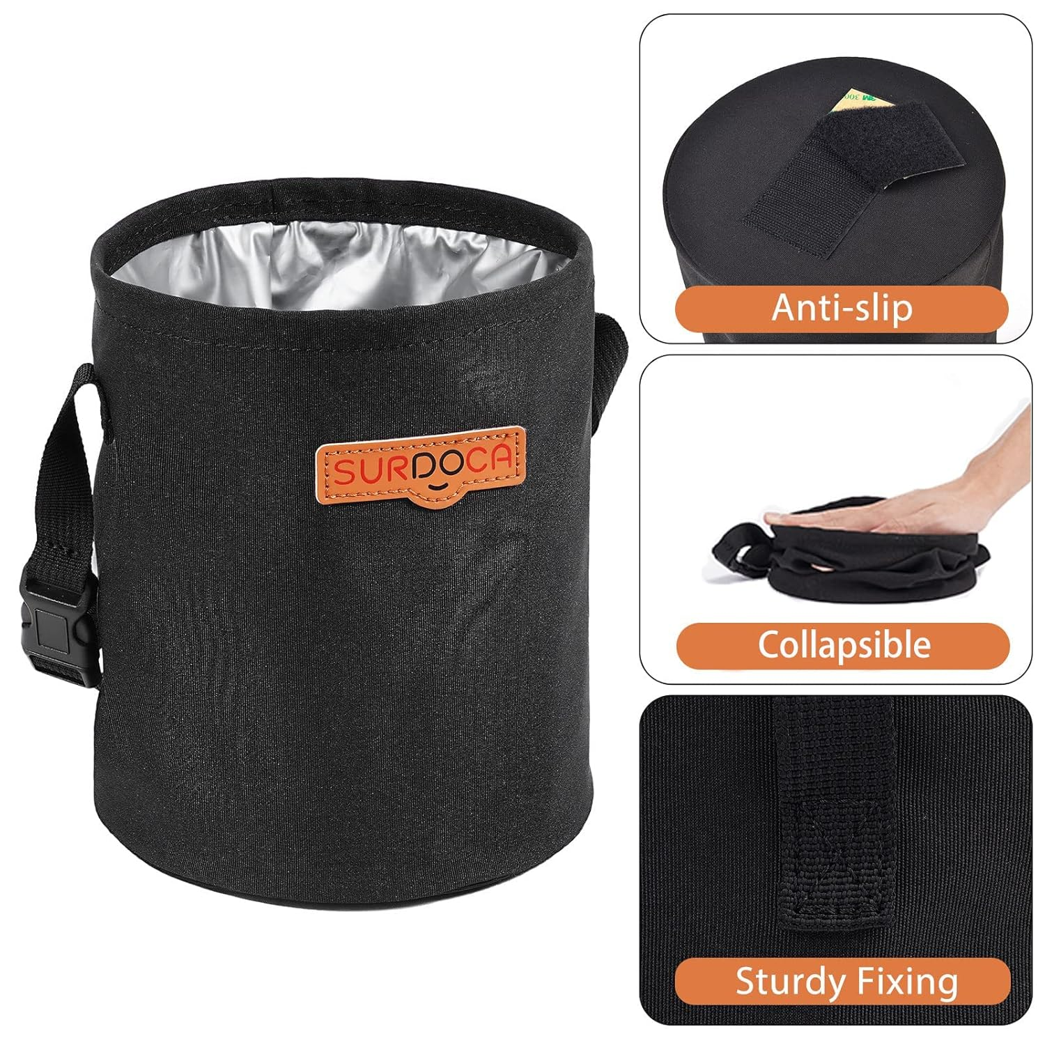 SURDOCA Waterproof Car Bin, Pop-Up Car Rubbish Bin, Foldable Portable Hanging Car Trash Can, Waterproof Car Accessories, Suitable for Automotive, Home, Office image number 5