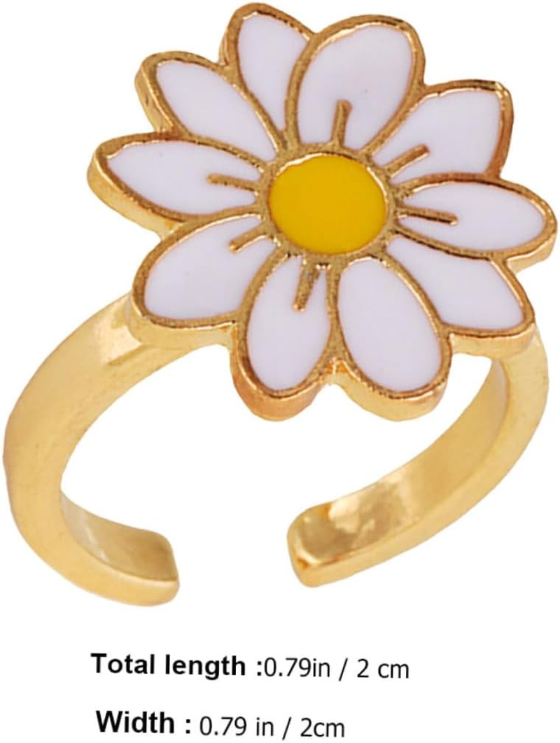 JOINPAYA Rotatable Fidget Ring for Kids - Anxiety Relief Ring for Girls and Women - Adjustable Daisy Design - Lightweight Alloy Jewelry for Decoration