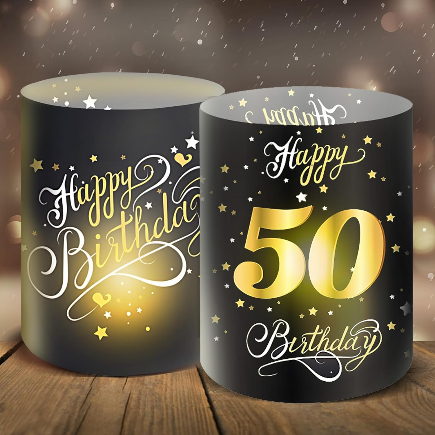Moorle 12 Lantern Table Decoration 50Th Birthday, Happy Birthday Table Decoration for Men and Women, Lanterns for Tea Lights or Candles image number 5