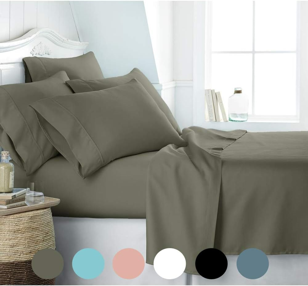 2000TC Bamboo Cooling Ultra Soft Breathable Sheet Set (Brown Grey, King Single) image number 3