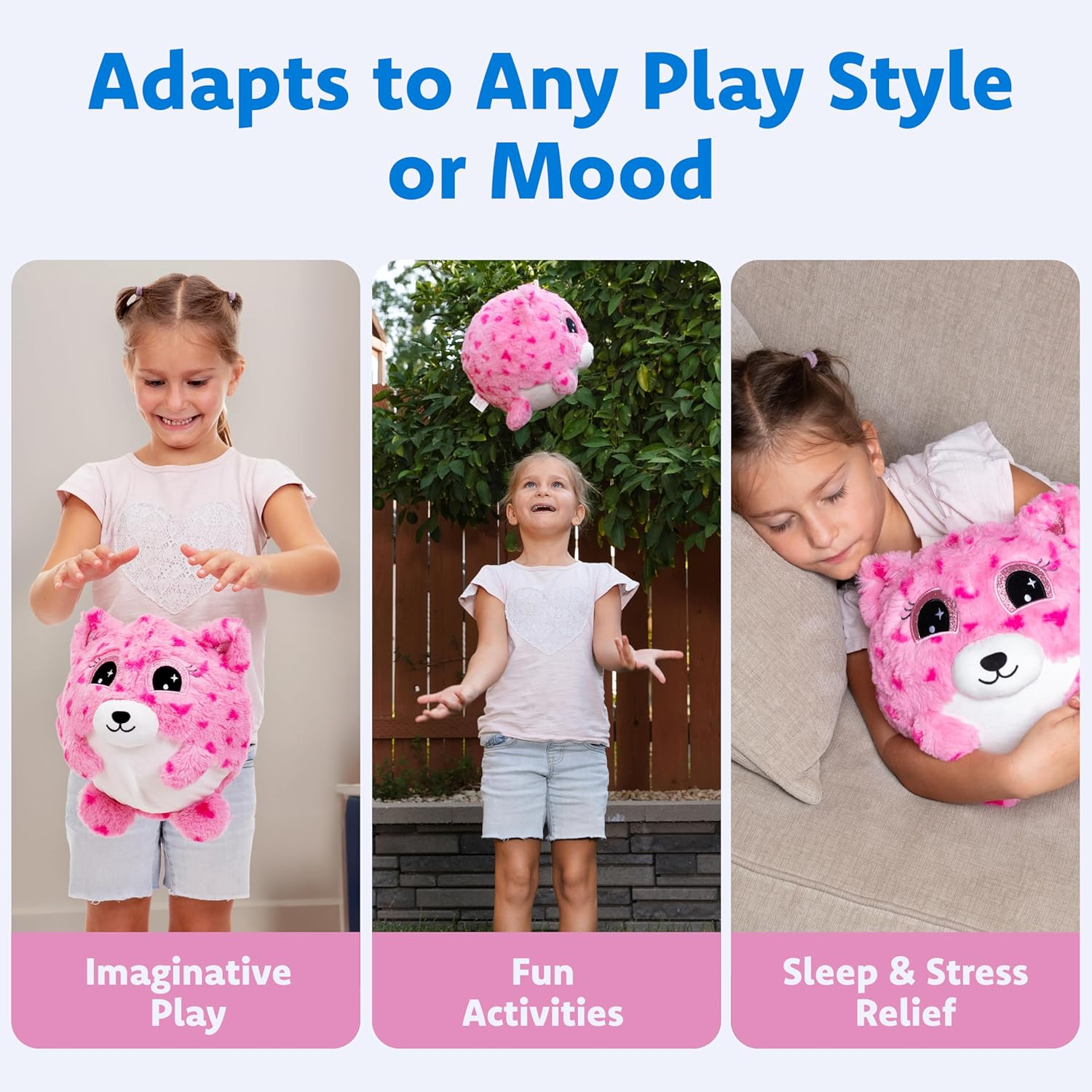 Plush Bouncy Ball for Kids &ndash; 9-Inch Inflatable Sensory Toddler Toy with Animal Cover & Air Pump &ndash; Indoor & Outdoor Play for Ages 3+, Ideal Gift Boys & Girls, Lily Loveheart Hugpal image number 2