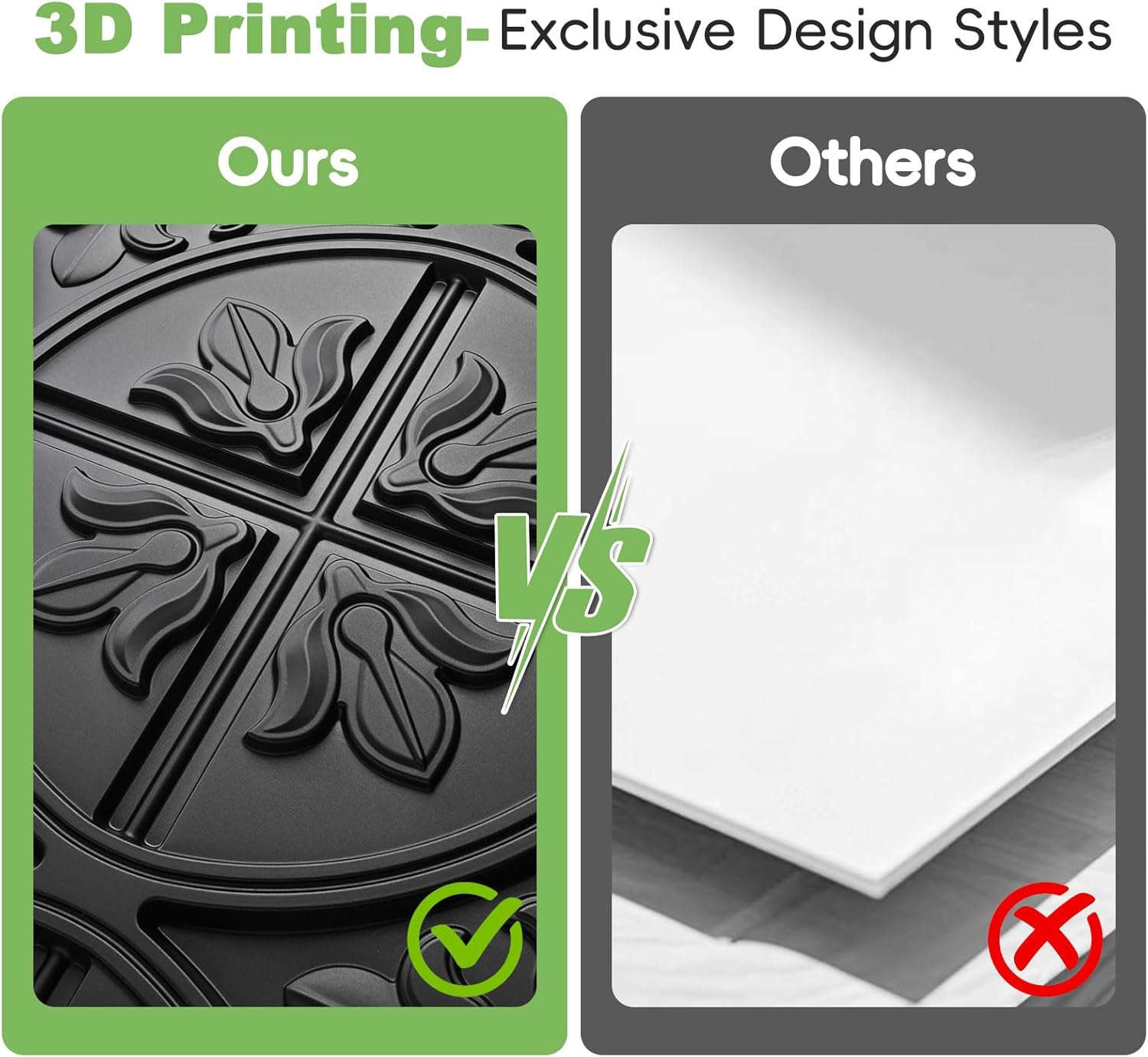 Art3D PVC Drop Ceiling Tiles, Easy Glue-Up Panels for Ceilng, Wall Decoration, 60X60 CM, 12 Pcs, Black image number 1