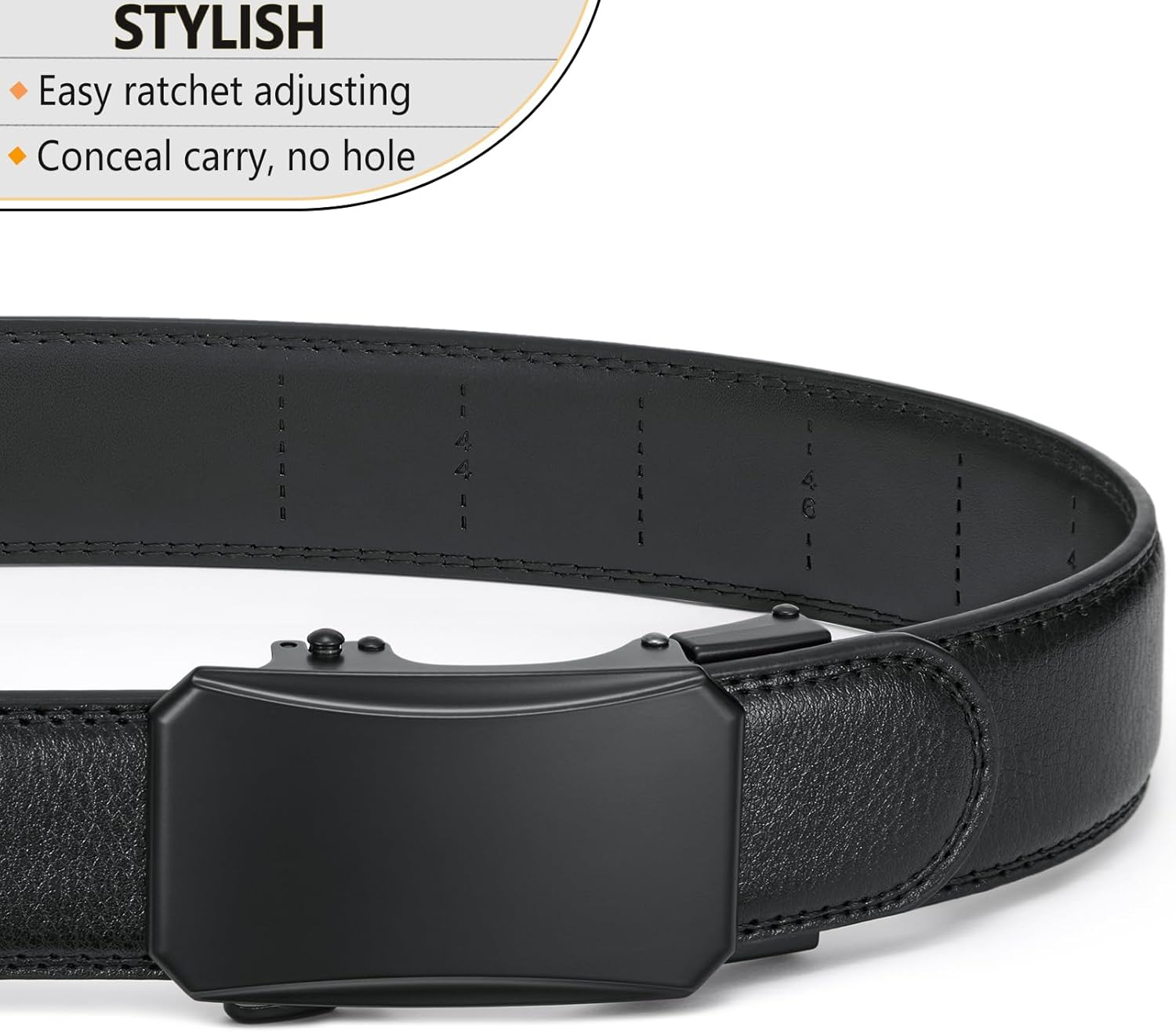 Lionvii Men'S Ratchet Belt - Genuine Leather Belt for Dress and Casual with Automatic Buckle, Adjustable Trim to Fit 29"-50"(35Mm Wide) image number 3