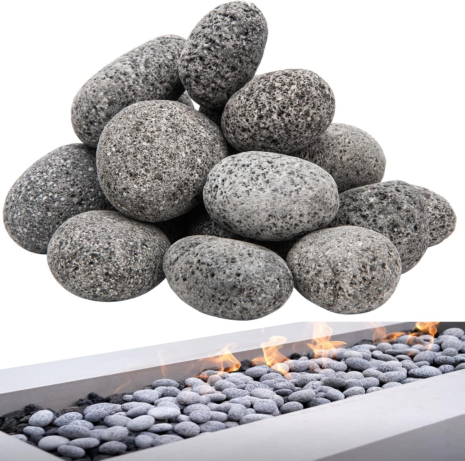 Black Lava Rocks for Fire Pit, Natural Fire Rocks, 2"-3" Firepit Rocks, 10 Pound, for Gas Fire Pit and Fireplace image number 5