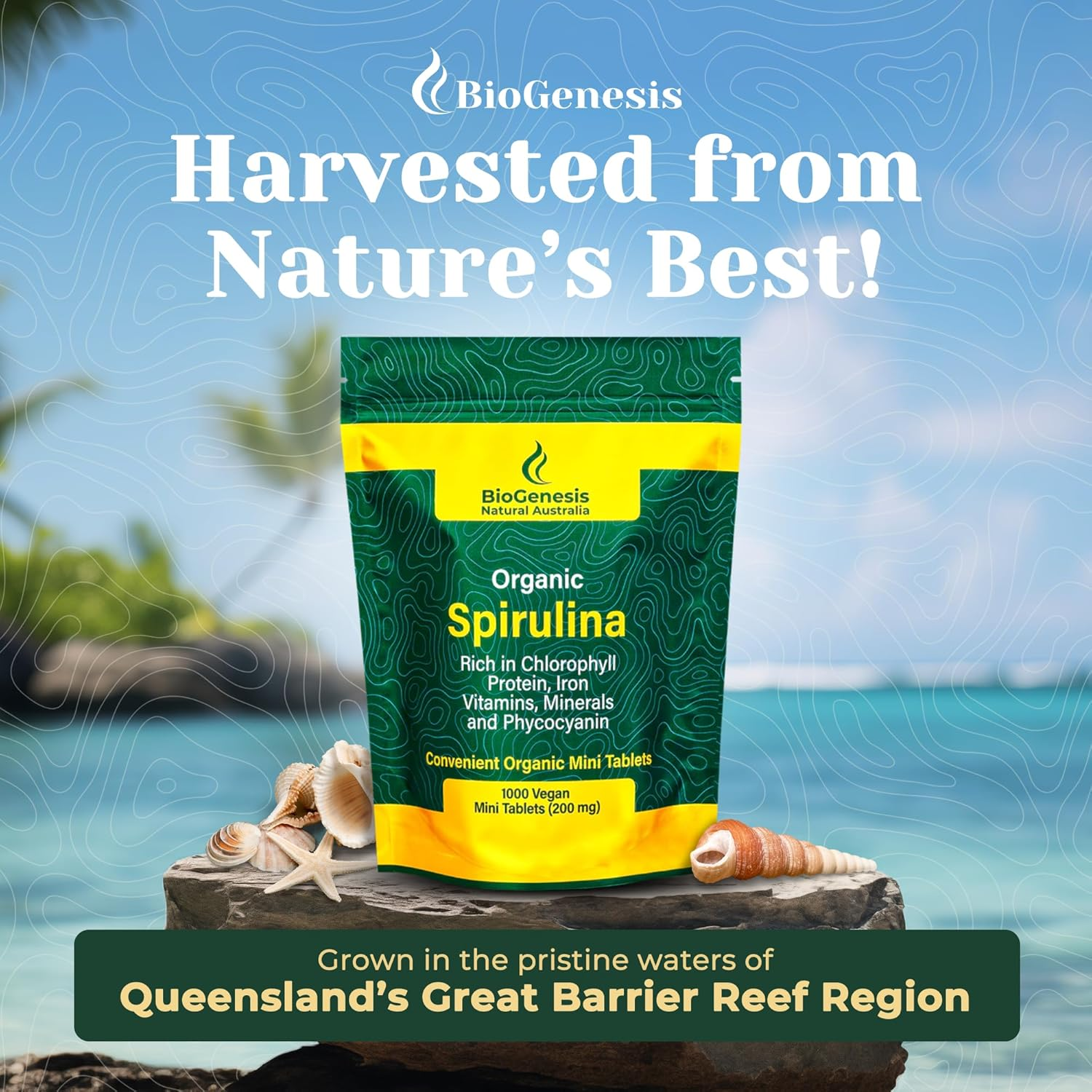 Biogenesis Organic Spirulina Mini Tablets Australia | Vegan Mini Tablets (200 Mg) (1000 Count)