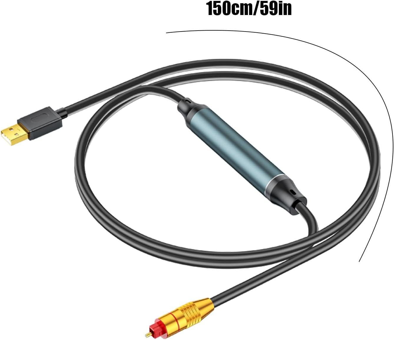 USB to Optical Audio Converter | Plug and Play USB Optical Audio Adapter | Black USB to Optical Cable, Portable USB to Optical Audio Converter for Travel image number 4