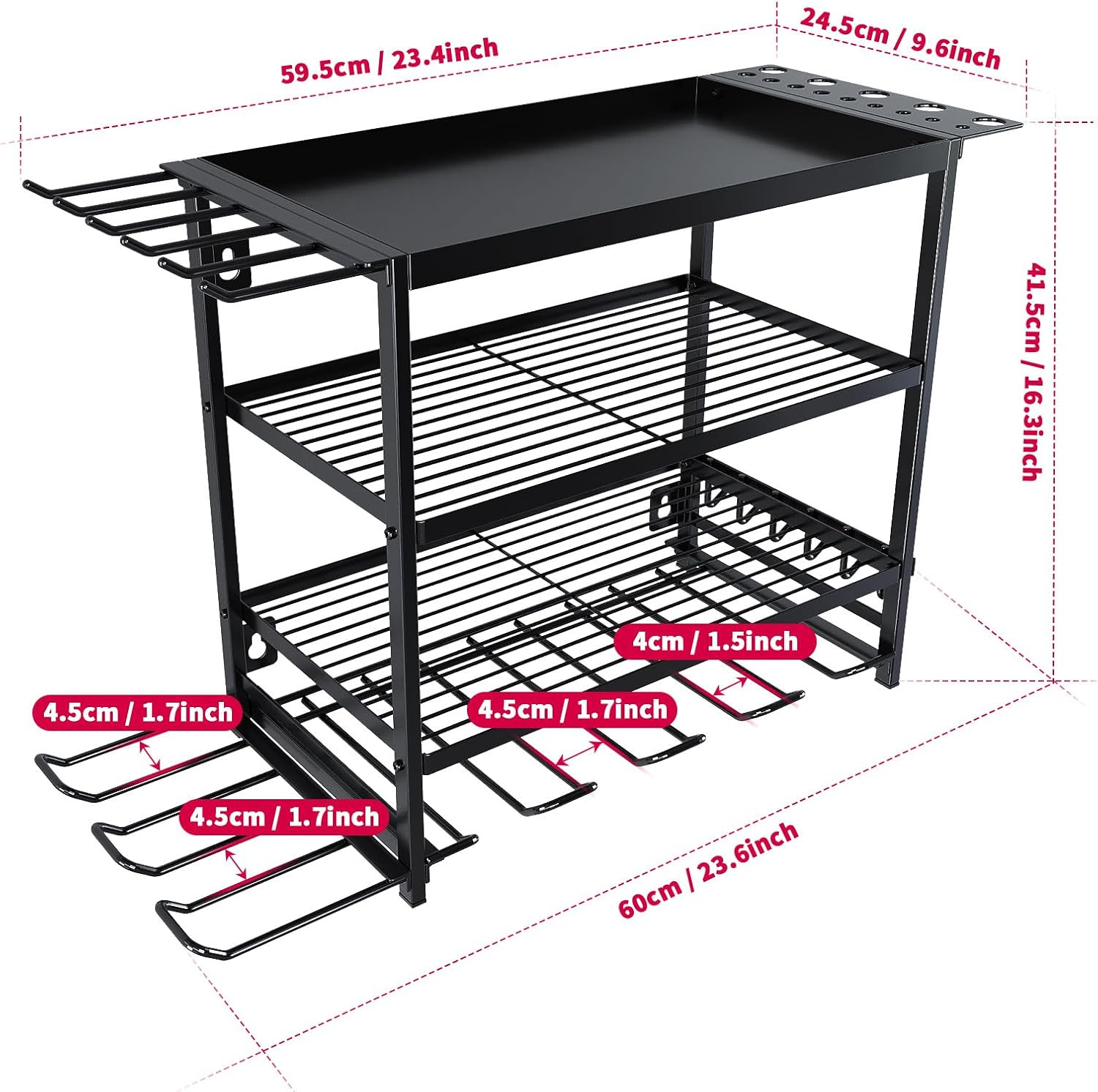 4-Layer Power Tool Organizer, Wall Mount Garage Storage, Heavy Duty Drill Holder image number 1