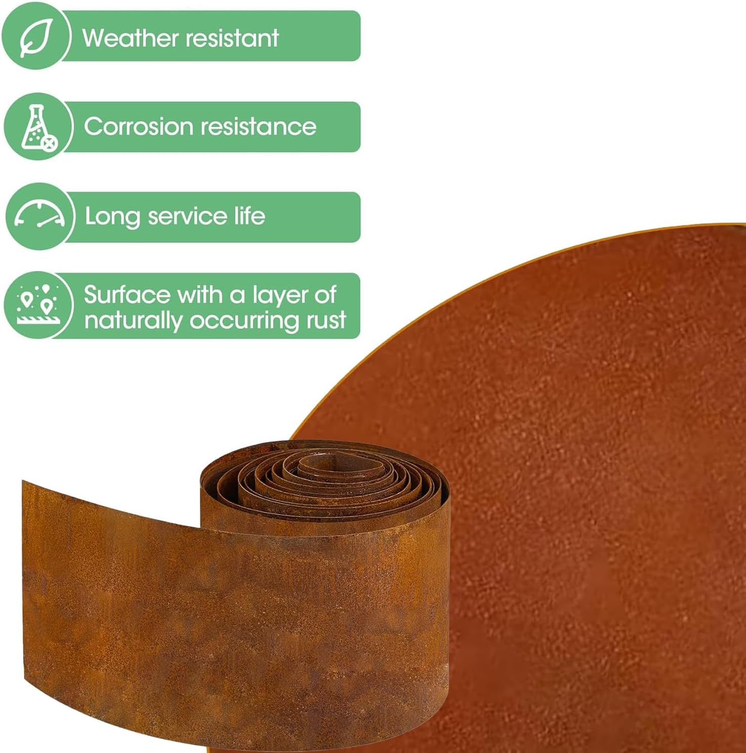 10M Metal Garden Edging Corten Steel Landscape Edging Flexible Lawn Border with Smooth Edges Rust-Resistant Flower Bed Edging Border image number 1