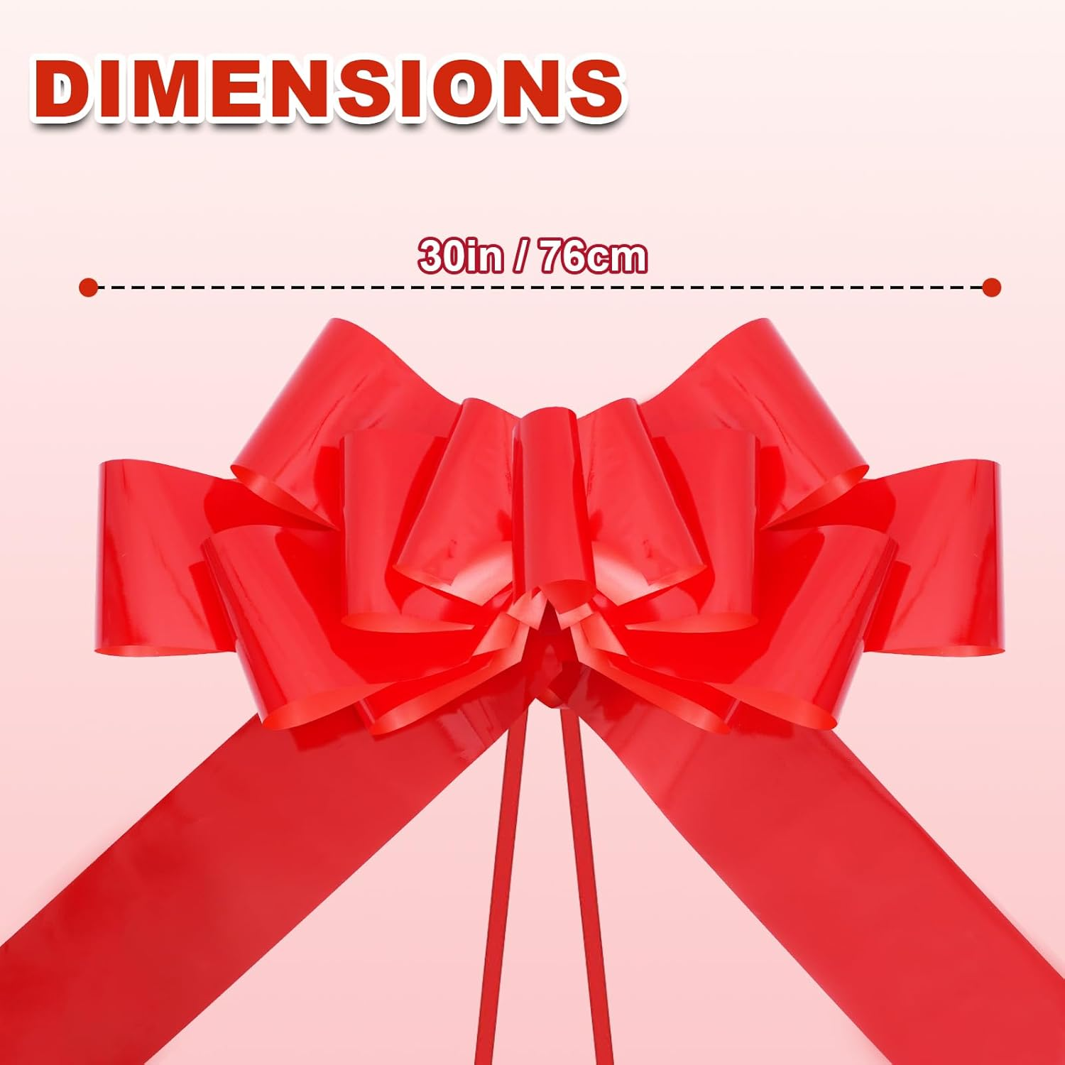 30 Inch Giant Car Bow &ndash; Big Red Bow for Car Decor, Wedding, Presents & Party Decorations &ndash; Large Gift Wrapping Decoration image number 4