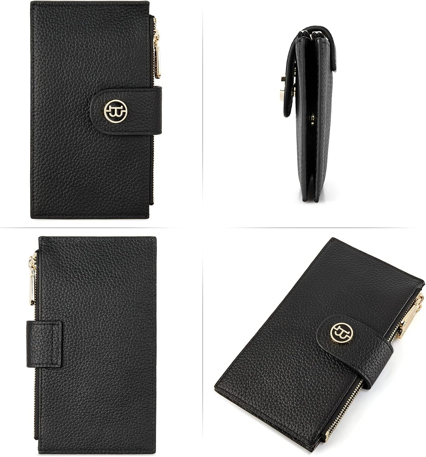 BOSTANTEN Womens Leather Wallets RFID Blocking Large Capacity Credit Cards Holder Phone Clutch Apricot - 4021-Black image number 6