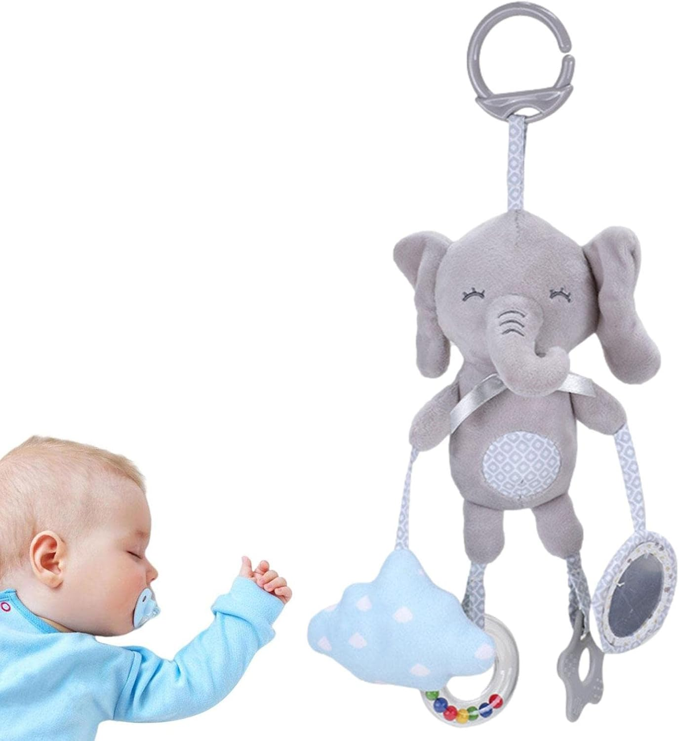 Baby Hanging Toys | Newborn Stroller Car Crib Toys,Animal Shape Soft Squeaky Sensory Learning Toy for Boys Girls 3 6 9 12 Months Borato image number 3