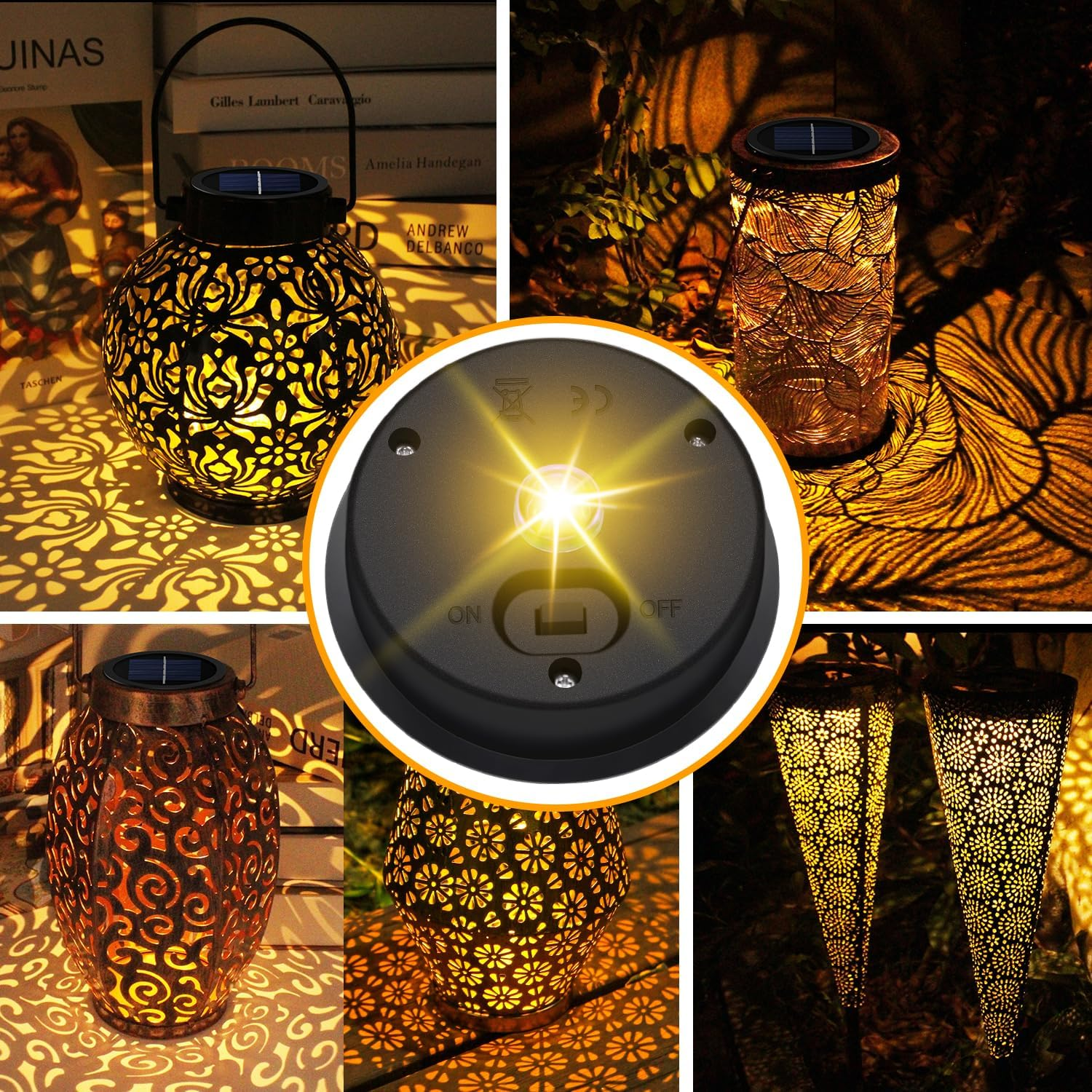 2 Pack Replacement Solar Light Parts(Top Size 3.2 Inches, Bottom Size 2.9 Inches),7 Lumens Warm White LED Waterproof Solar Light Replacement Top Kit for Outdoor DIY Hanging Lanterns image number 2