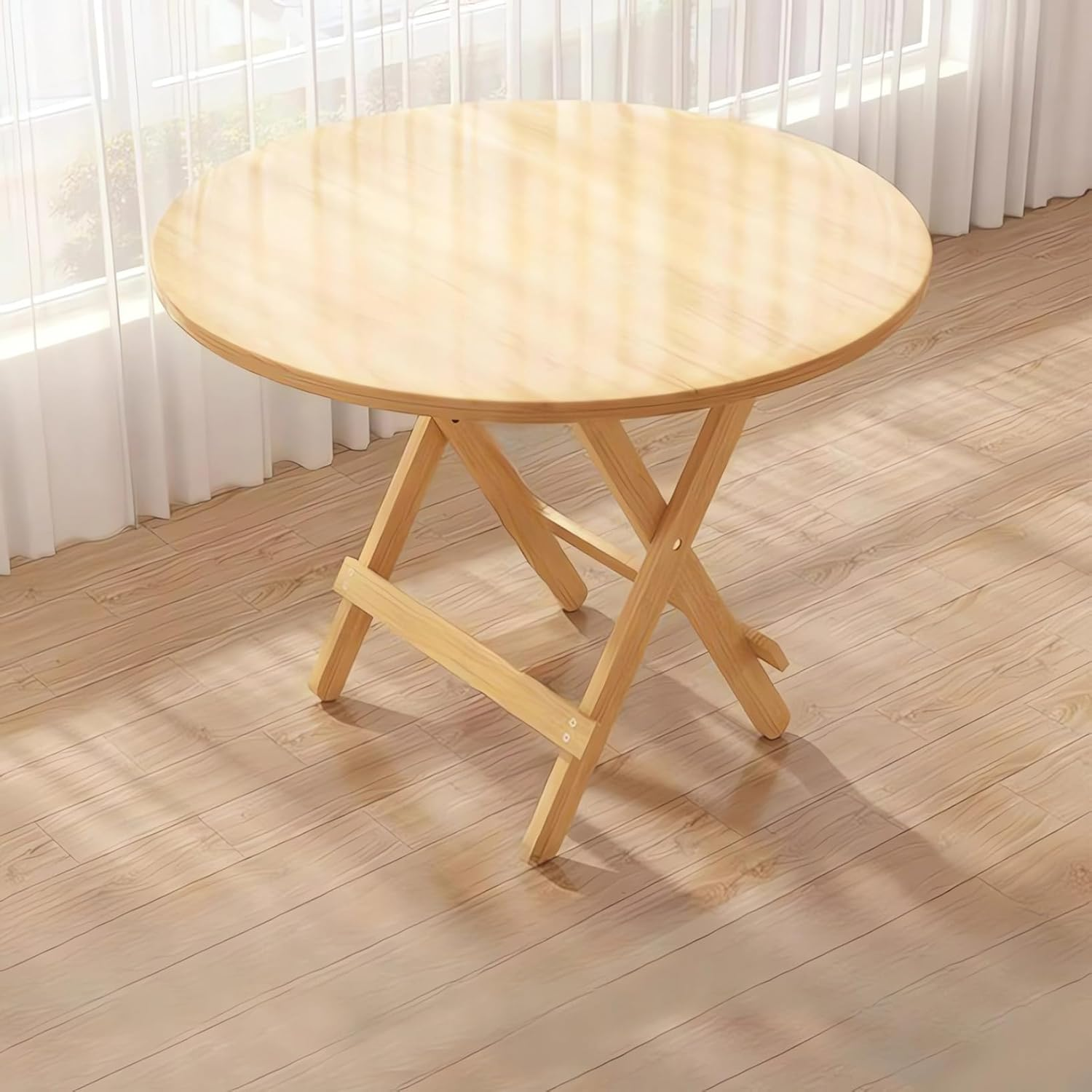 Foldable Dining Table, Living Room Table, Dining Room, Garden, Dormitory Study Table, Solid Wood Office Desk A40 (A Wood, 80X80X74) image number 3