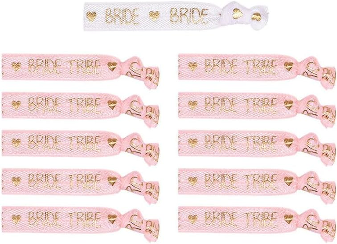 11Pcs Hair Scrunchie Accessories Bridal Wedding,Bride Bracelets Set,Bridal Shower,Bride Decorative Hair Band,Stag Party Bracelet,Team Bride Bracelets,Hot Embossing Bridal Bracelets image number 1