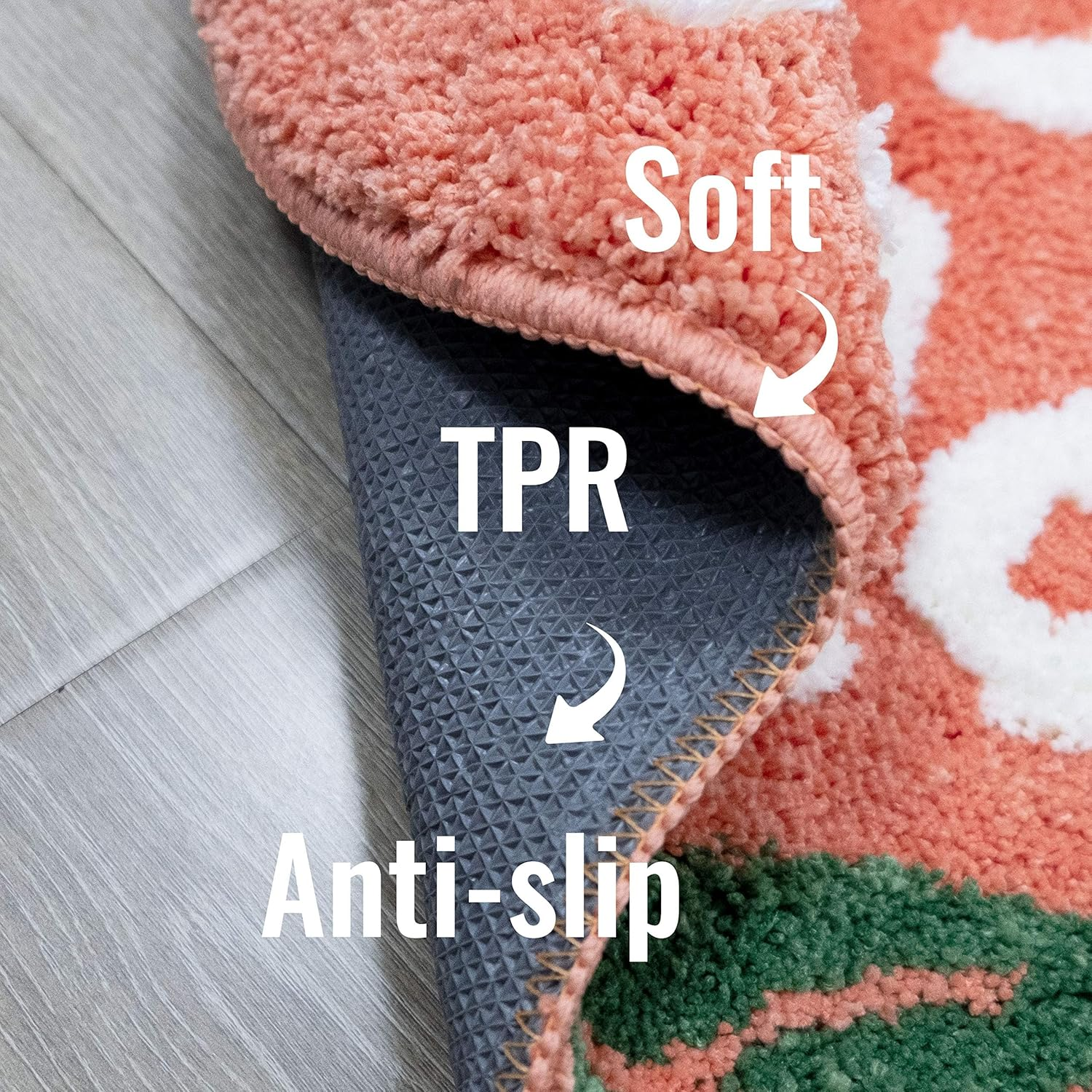 UNIBATH Peach Peach Bath Mat Peachy Fruit Bathroom Rugs for Living Room and Bedroom, Non Slip Washable Rug Orange Bathroom Decor image number 1