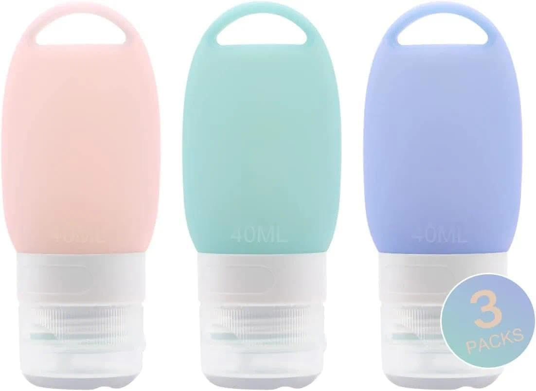 Travel Bottle Set, Refillable & Leak-Proof Silicone Travel Containers, Portable Squeezable Travel Tubes, Compatible with Shampoo, Lotion, Soap, Body Wash &ndash; 3 Packs with Keychain - Haheihei image number 6