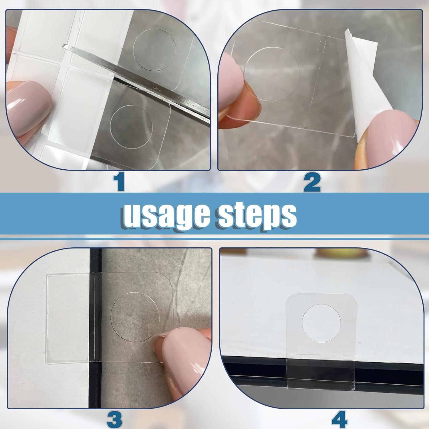 400Pcs Adhesive Hanging Tabs, Plastic Tabs for Hanging File Folders, Hole Sticky Hang Tabs for Hanging Retail Displays (26 * 38 * 0.2Mm) image number 5