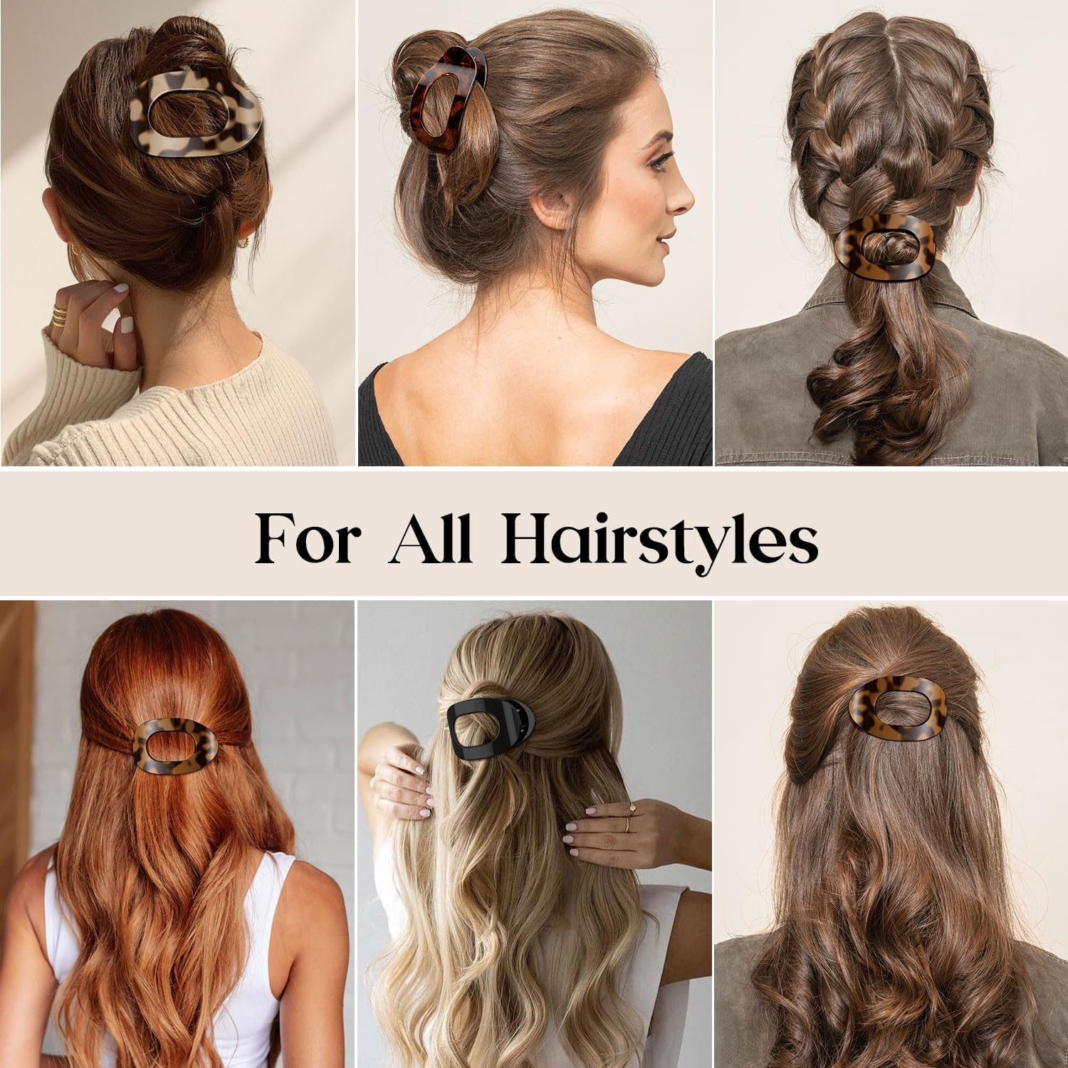 Sooyee Oeusnael 4 PCS Flat Hair Clips, French round Lay down Hair Claw Clips for Women Girls,Strong Hold Hair Barrettes for Thick Thin Hair,Comfortable Curved Flat Clips for Lying,Driving and More image number 4