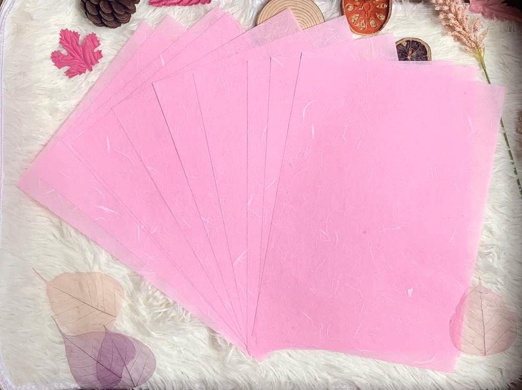 50 Sheets A4 Natural Fiber Mulberry Tree Mulberry Paper Sheets Art Tissue Washi Paper Design Craft Art Origami Suppliers Card Making DIY Crafts (Wedding Tone, A4) - Brown With Multicolor Patterns image number 5