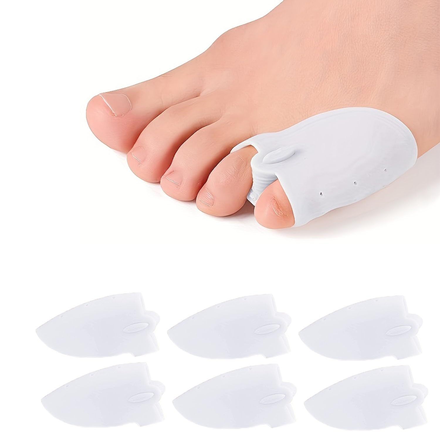 Pinky Toe Separators, Little Toe Spacers, 6 Pieces Small Toe Separators for Overlapping Toes Relieve Pain from Friction and Pressure Foot Care Tool image number 1