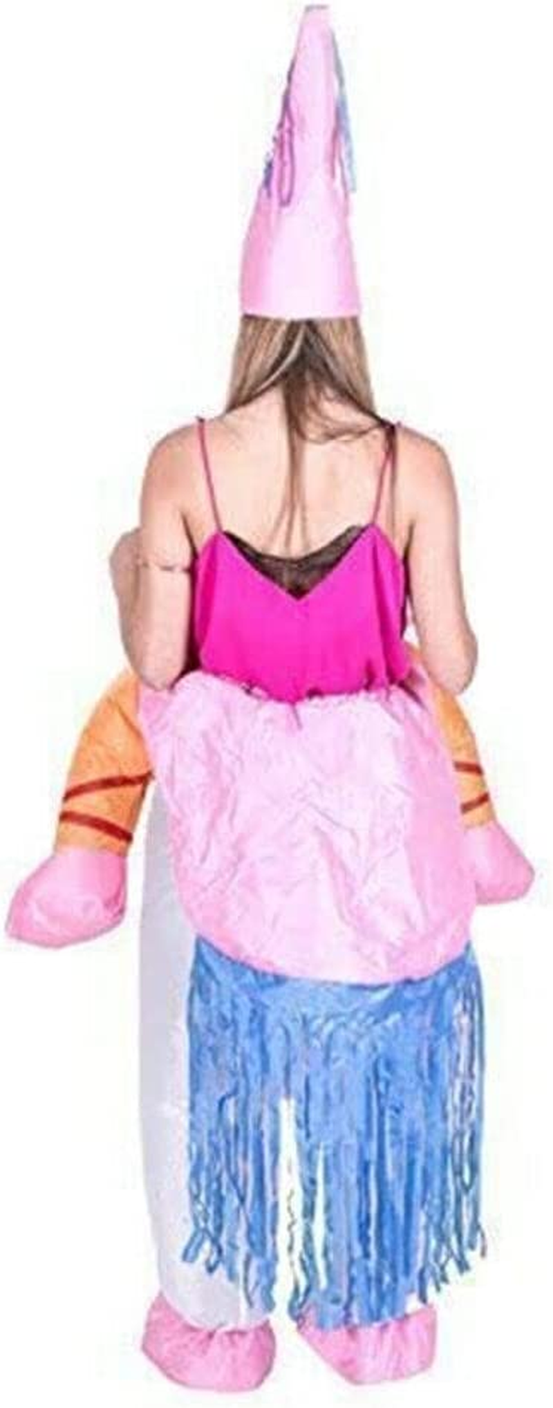 Inflatable Unicorn Costume Suit Adult Ride Novelty Fancy Dress Party Outfit Fan Novelty Cosplay Suit, One Size Fits All image number 1