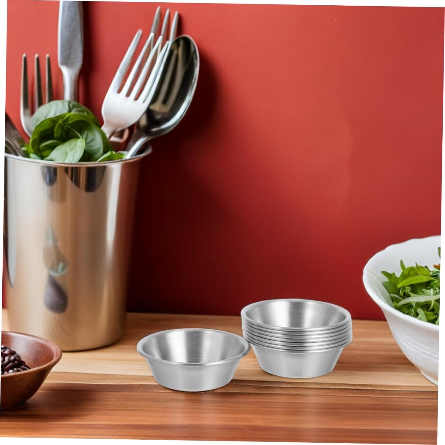 Iplusmile 8Pcs Stainless Steel Egg Tart Mold Set Mini Reusable Baking Cups for Pastry and Cupcakes Medium Size Home Kitchen Dessert Bakeware image number 2